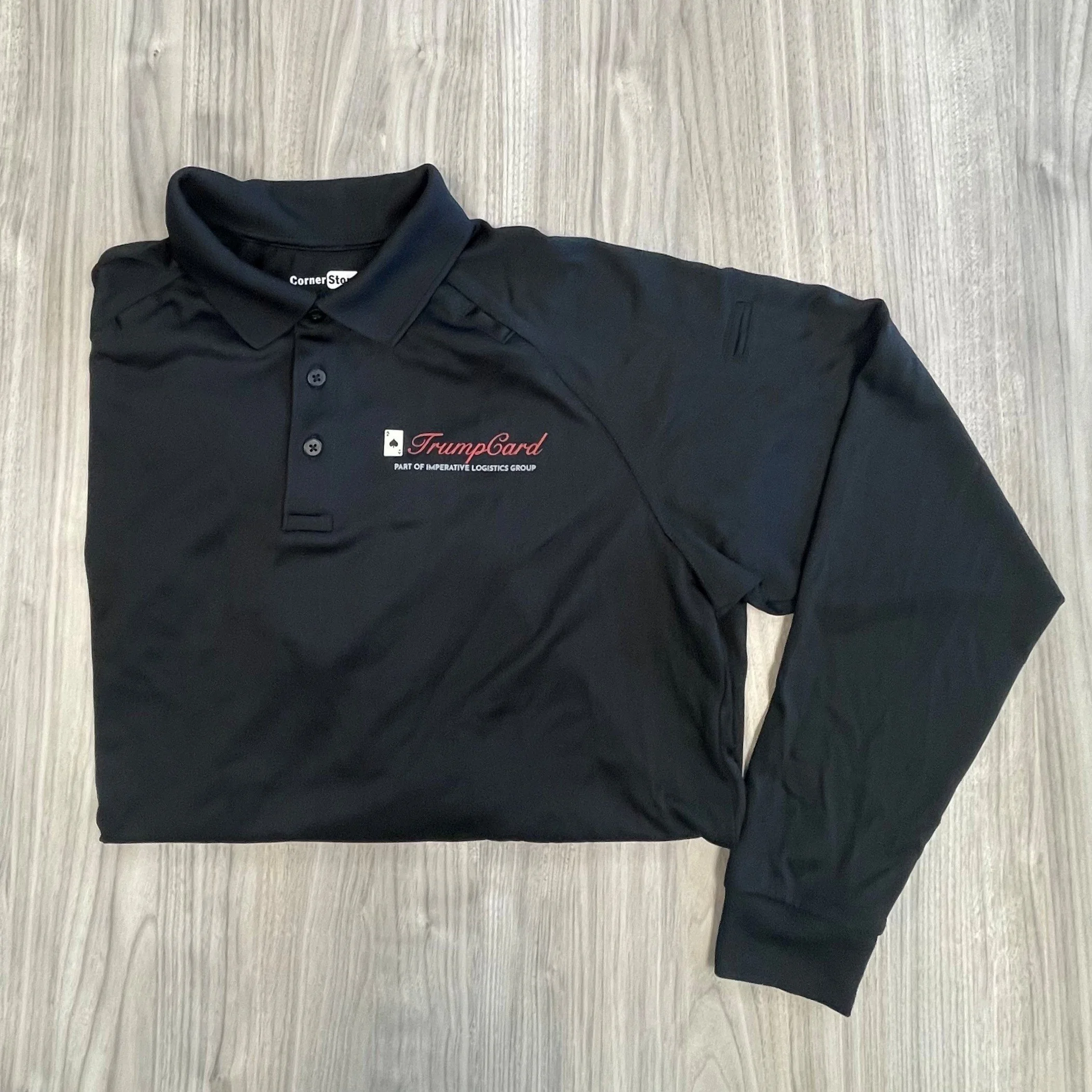 TrumpCard Driver Black Long Sleeve Polo
