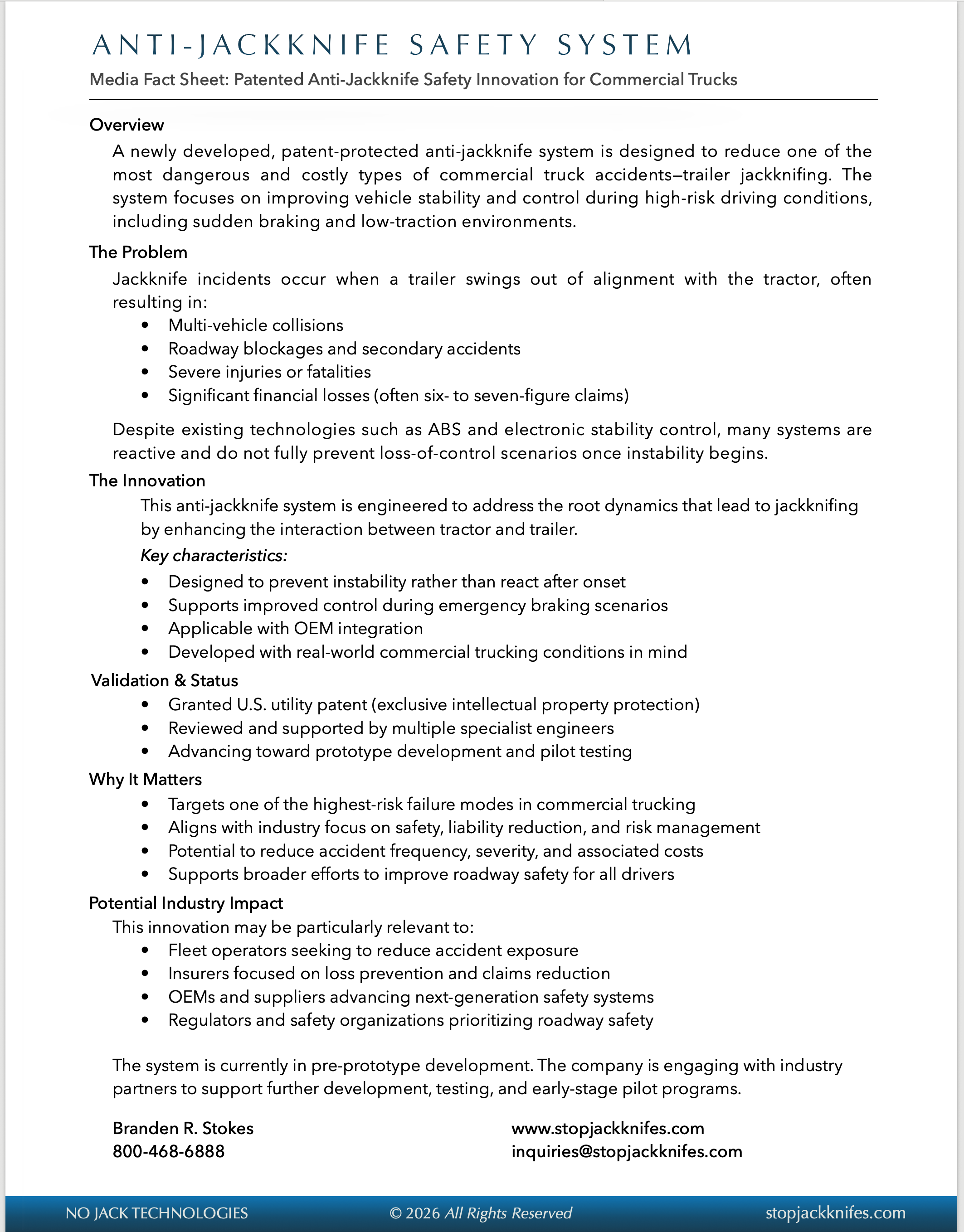 NO JACK Media Fact Sheet 1