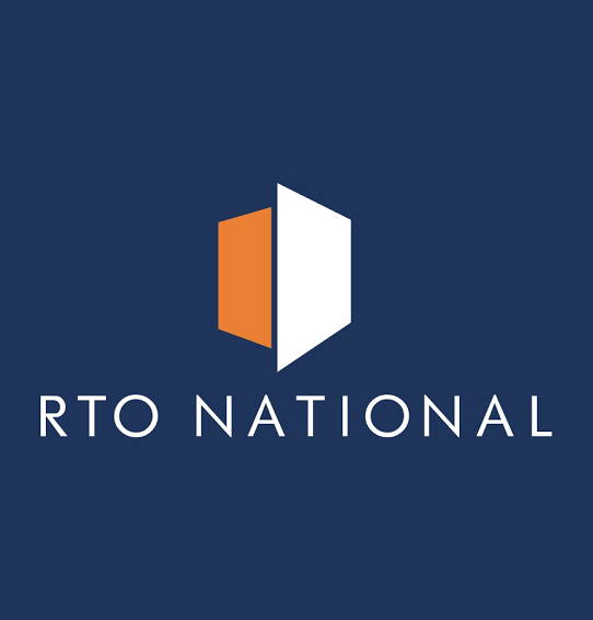 Logo with a geometric door icon and the text 'RTO NATIONAL' beneath it. RTO National Financing and Rent to Own