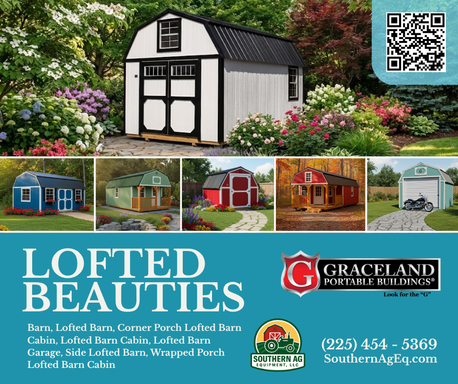 Multiple colorful small-built portable sheds and barns with various designs and colors, set in outdoor garden settings.