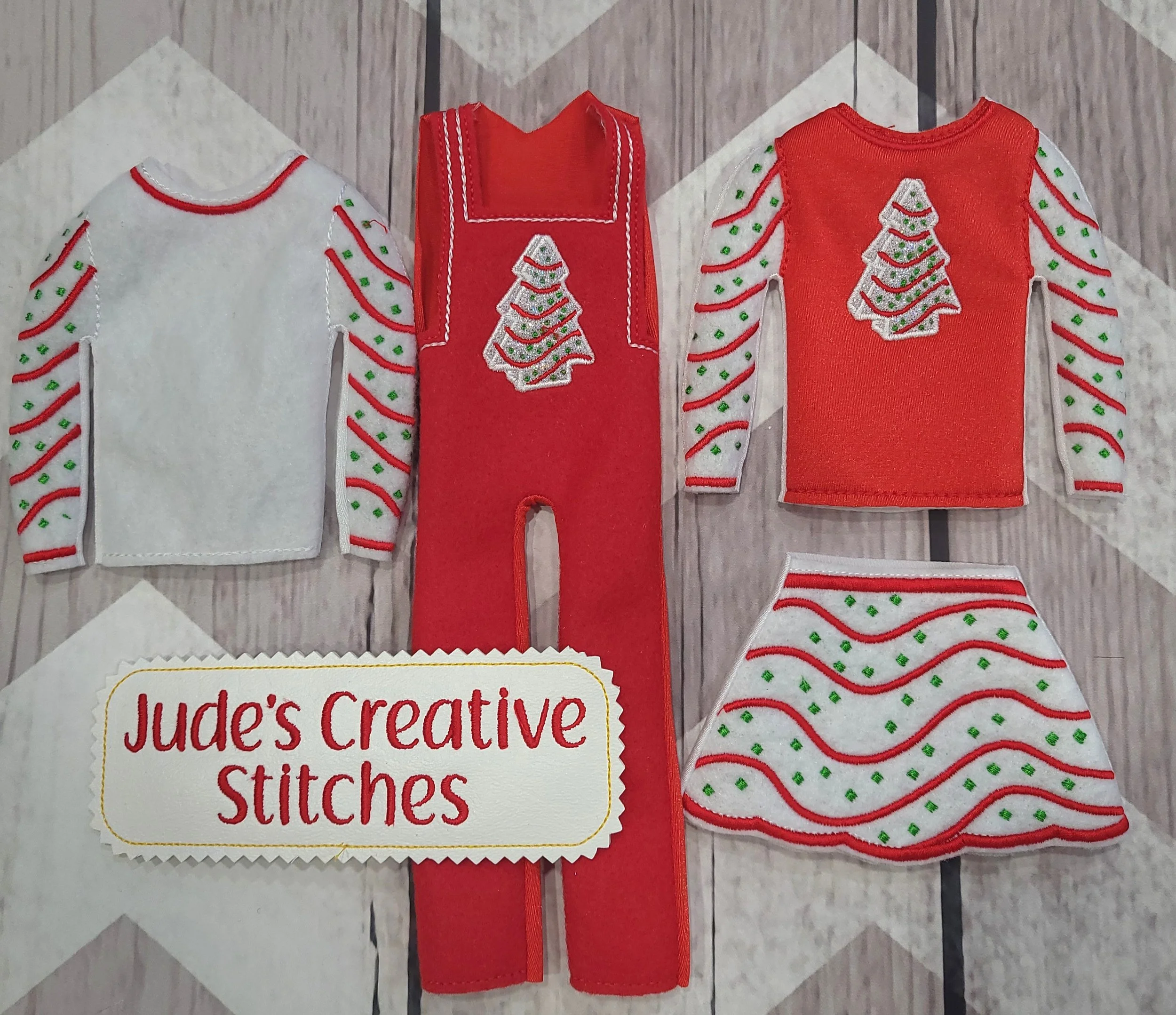 12" Doll or Elf Clothes Christmas Cake Outfit