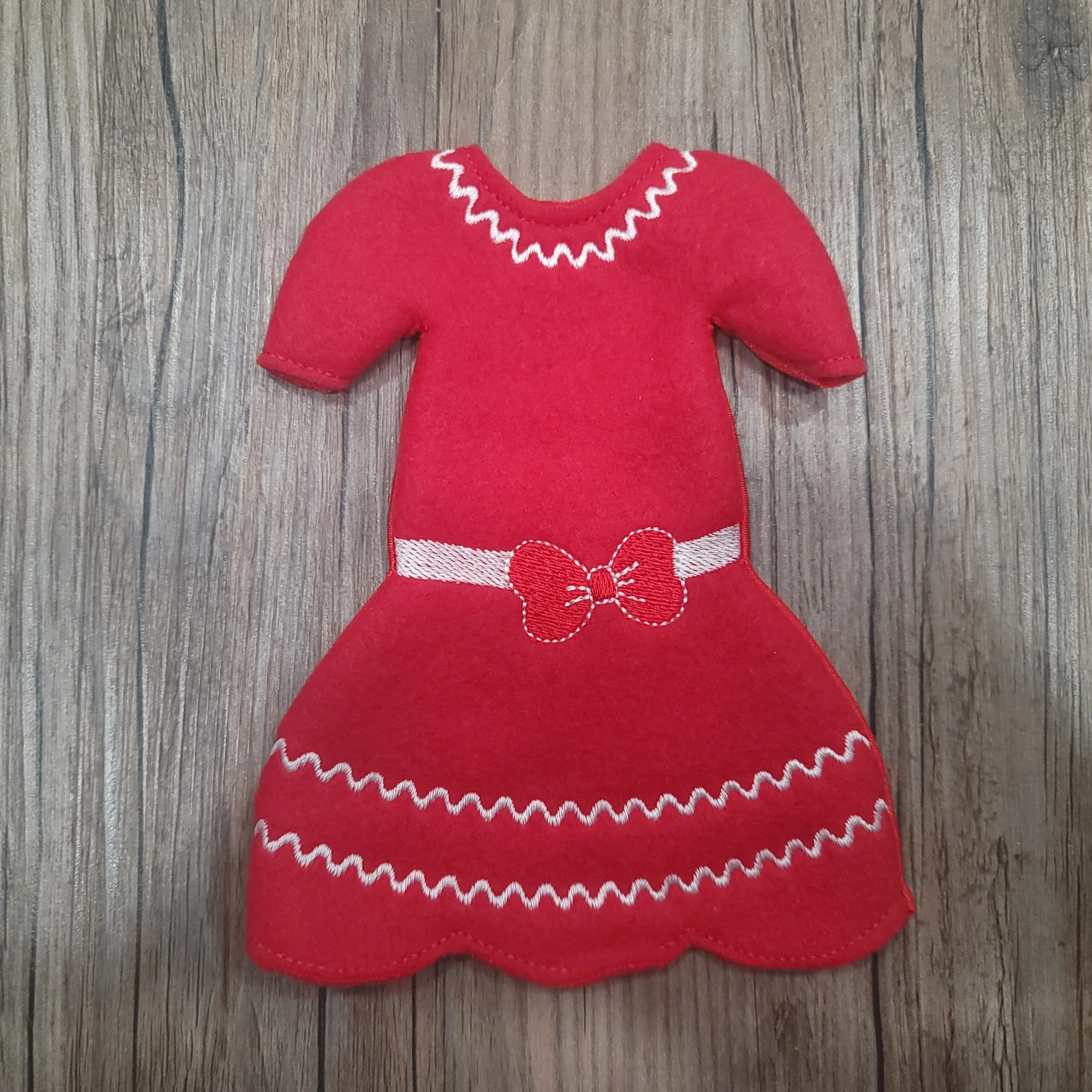 12" Doll or Elf Clothes Dress w/hair bow