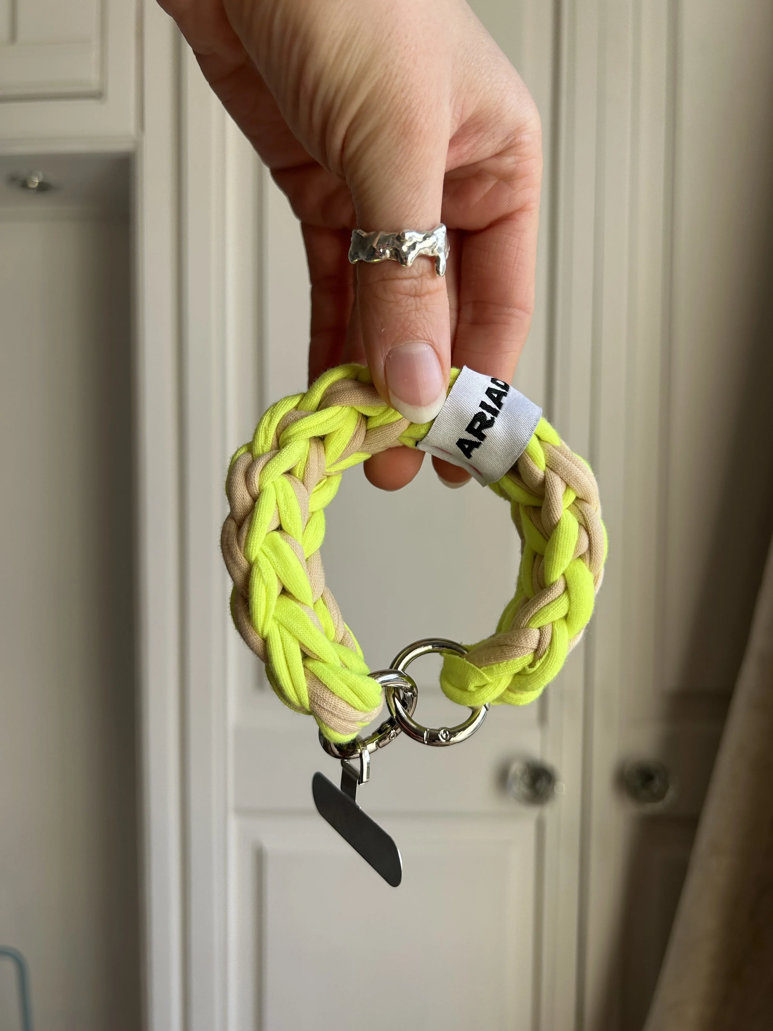 Neon Yellow + Beige Everyday Wrist Strap