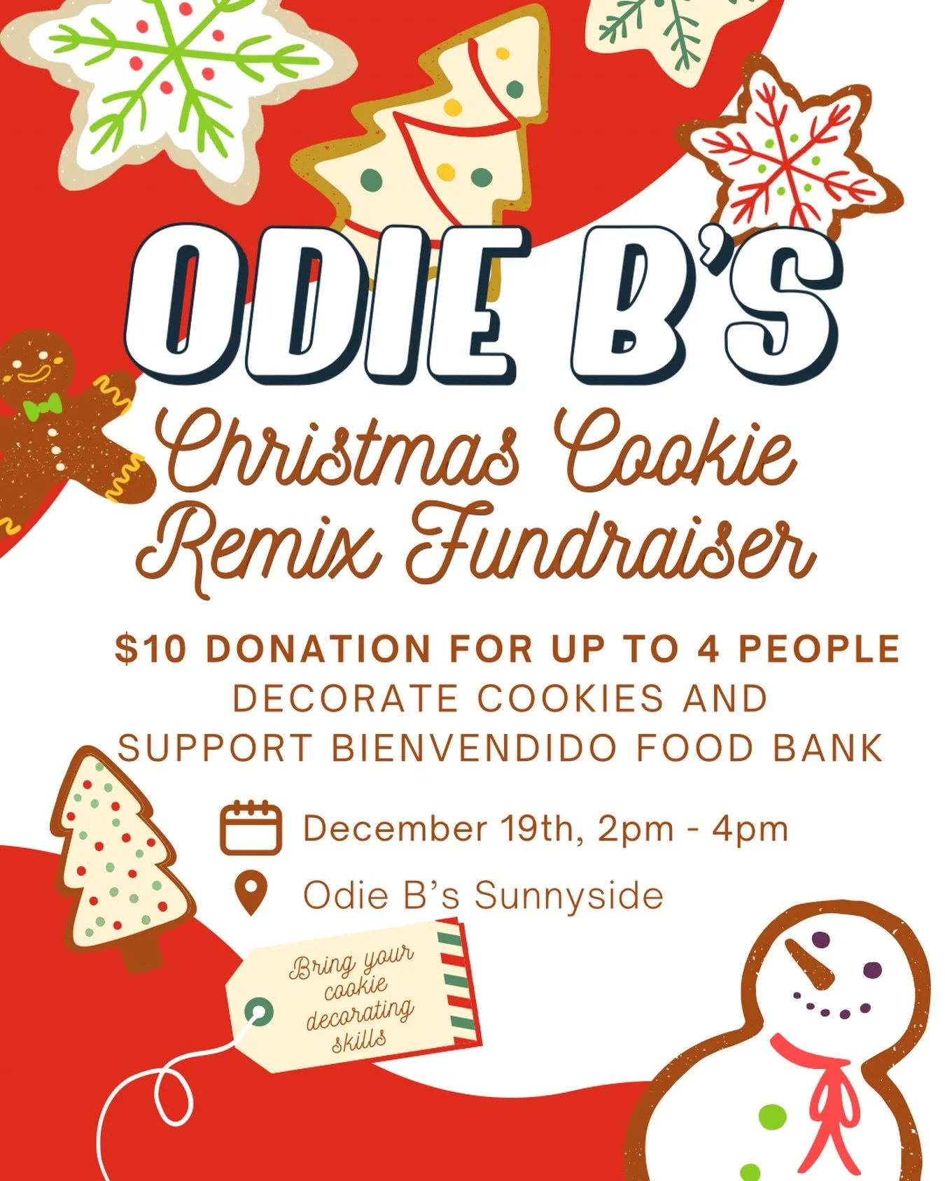 Cookie lovers, assemble!
**sunnyside only**

We&rsquo;re hosting a Christmas Cookie Remix Party at Odie B&rsquo;s, and you&rsquo;re invited to get creative, get festive, and give back.

For a recommended $10 donation (covers up to 4 people!), you and