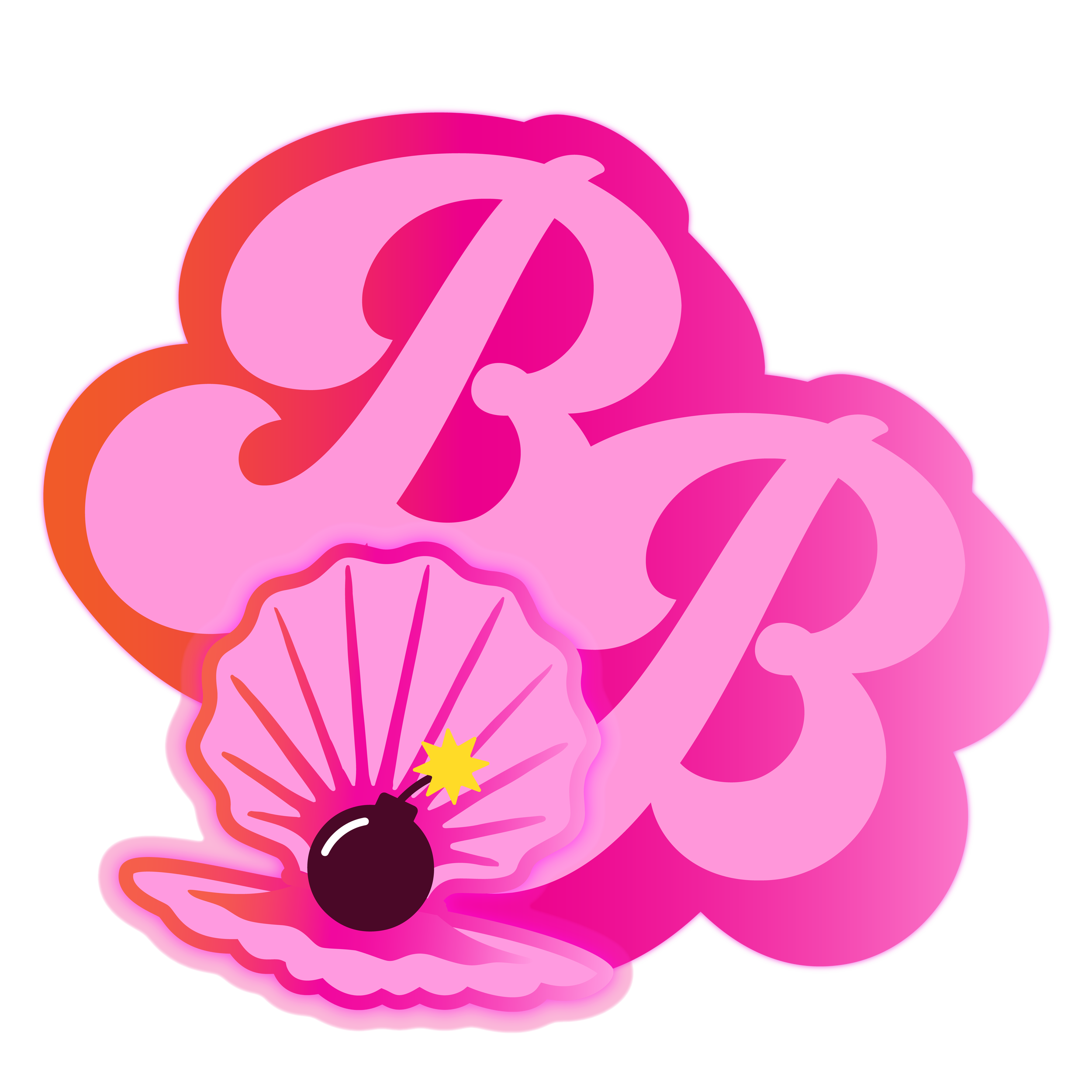 Pink illustrative graphic with large stylized dollar signs, a shell, and a bomb with a lit fuse.