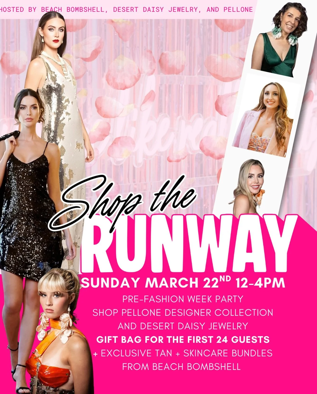This SUNDAY, join @desertdaisyjewelry @pellonedesignercollection and myself for a pre Fashion Week shopping experience🎉

The first 24 guest receive a swag bag, shop fashion and accessories + exclusive savings on your favorite Bombshell treatments! 
