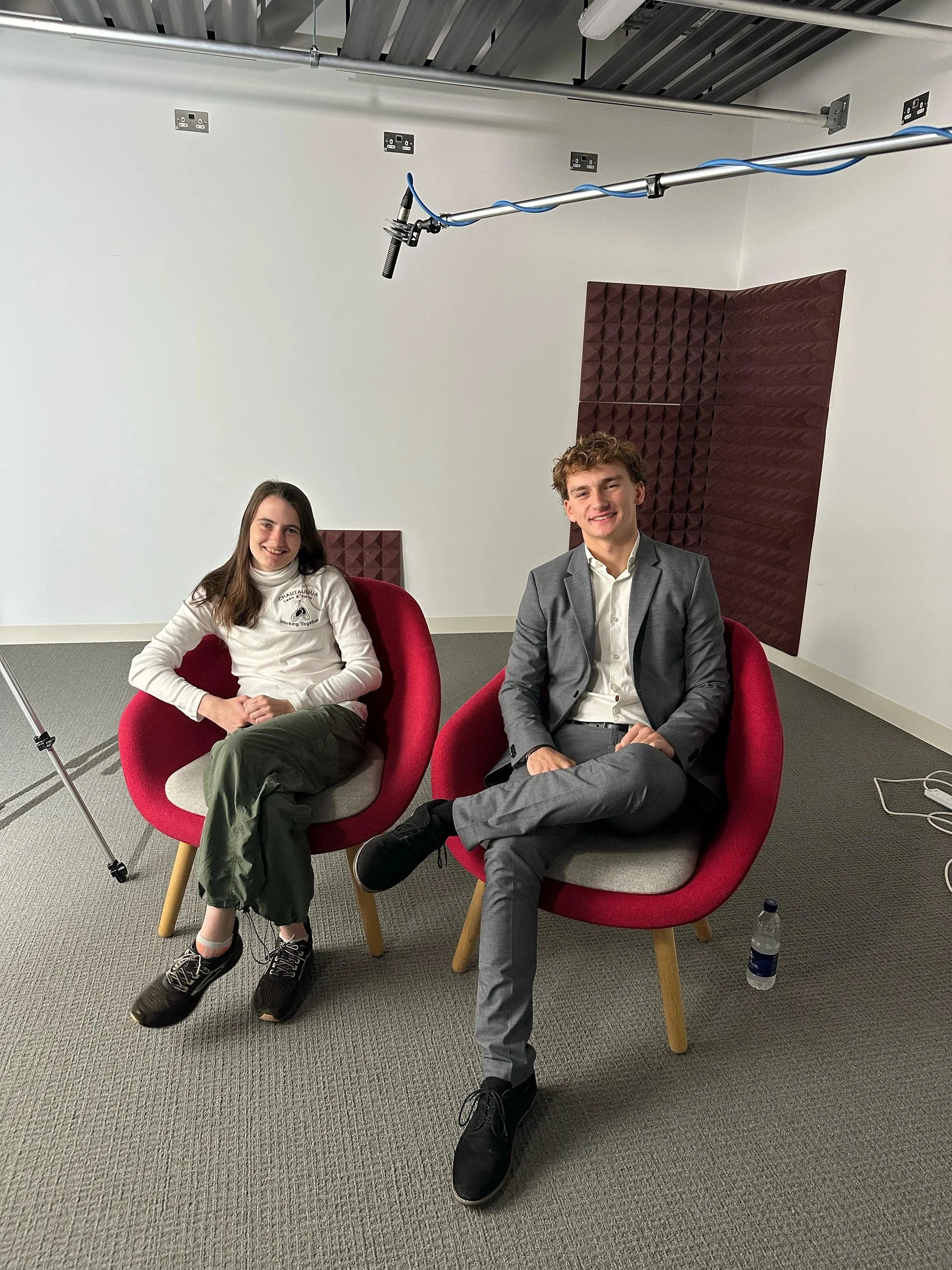 Waiting for our closeups at Cambridge University
