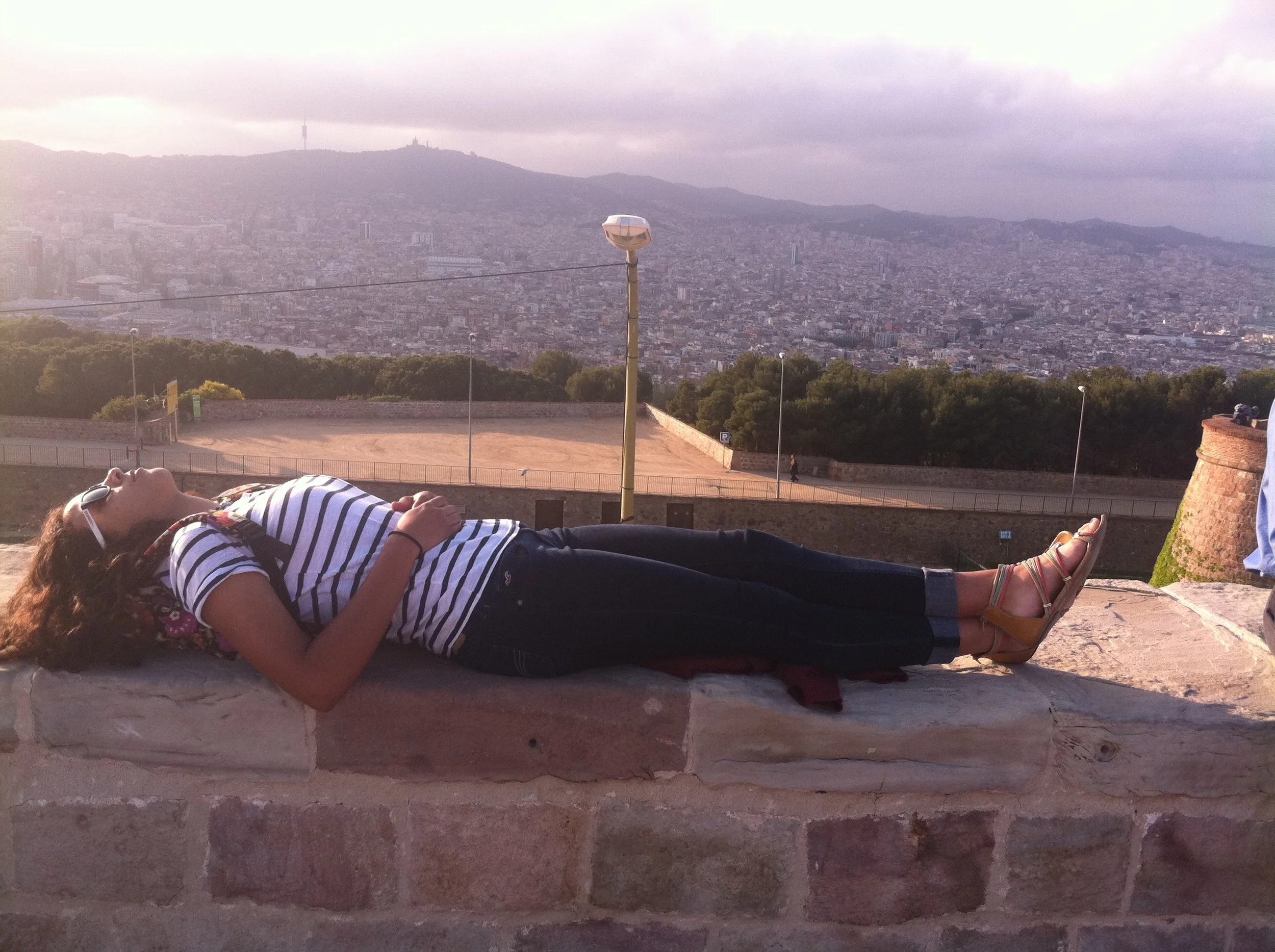Taking a break in Barcelona, Spain.

