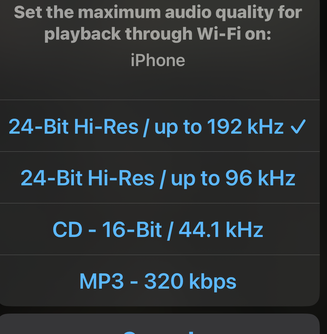 Qobuz audio quality options