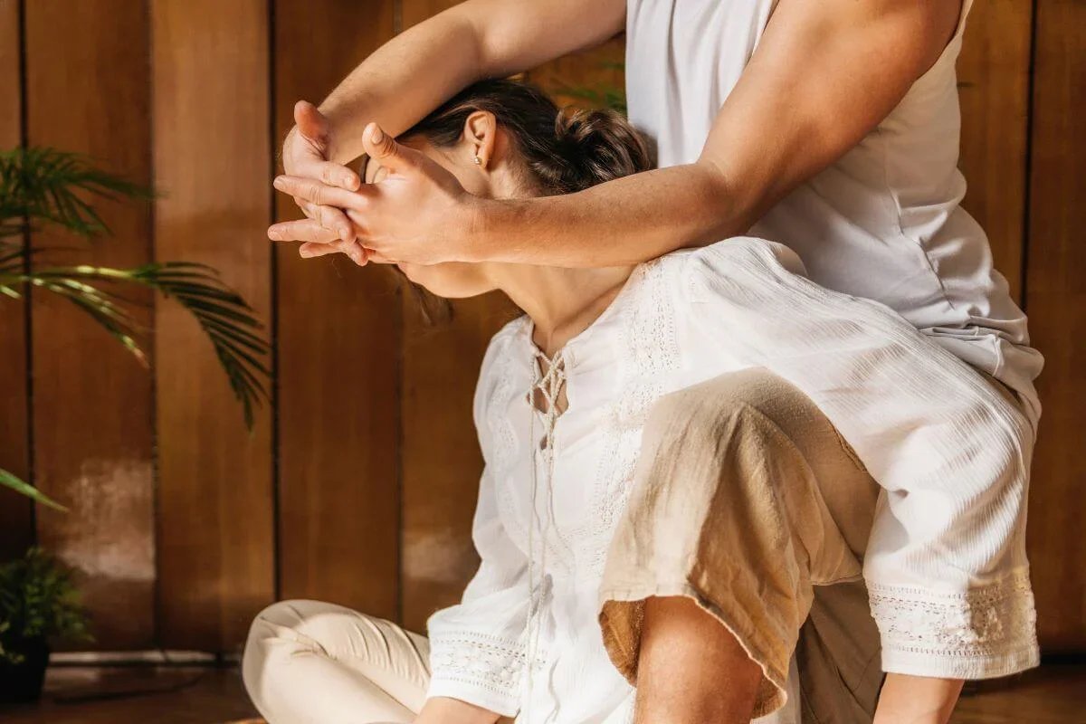 Thai massage in Salt Lake City at Kalm Sanctuary offering assisted stretching, deep relaxation, and holistic bodywork for flexibility and stress relief
