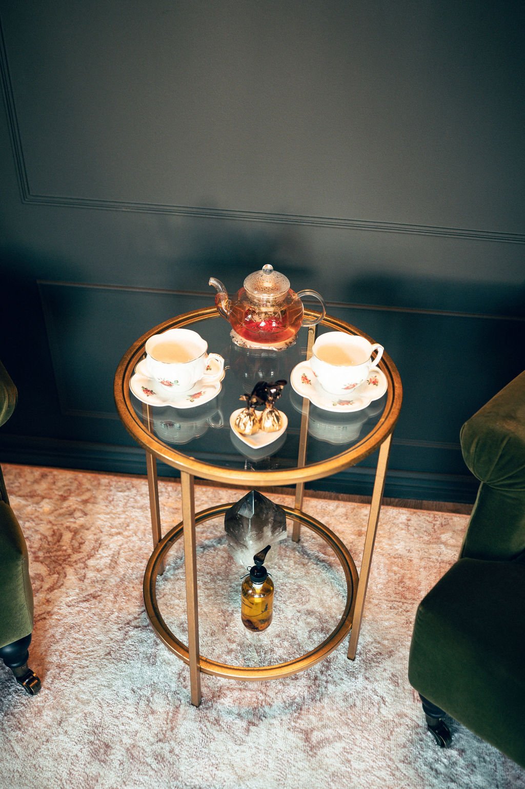 Herbal tea served before a massage at Kalm Sanctuary in Salt Lake City, creating a calming pre-massage wellness experience