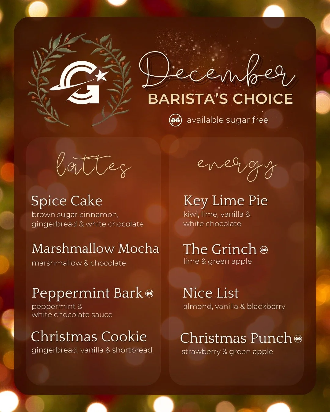 December&rsquo;s here &mdash; and so are our Barista&rsquo;s Choice flavors for the month. ❄️

Cozy lattes, bright energy drinks, and all the gingerbread, peppermint, and holiday magic you&rsquo;re craving. ✨

Don't forget -- our Holiday Discovery La