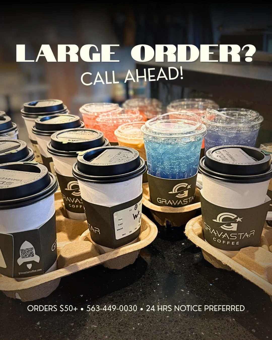 Planning a holiday party, office treat, or team surprise? 🎉

Orders $50+ can be scheduled by calling 563-449-0030 at least 24 hrs in advance. We&rsquo;ll have everything ready when you arrive!

Some real examples (tax included):

🔥 16 energy sodas 