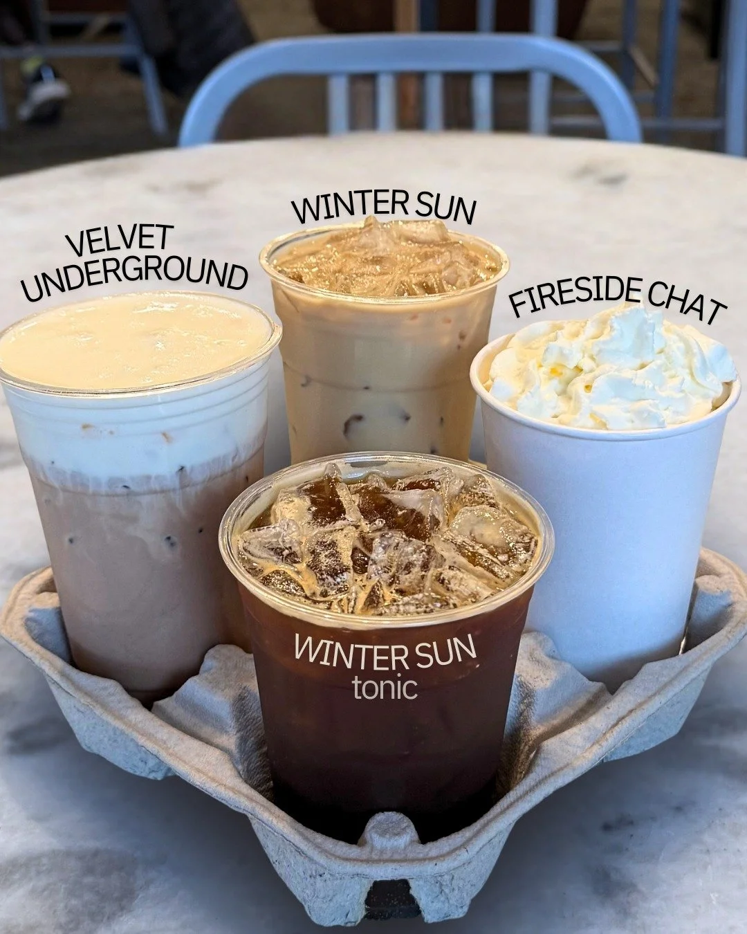 Winter Discovery Lab &mdash; house syrup edit.

Housemade syrups built into dreamy drinks &mdash; hot or iced, with optional cold foam or whipped cream.