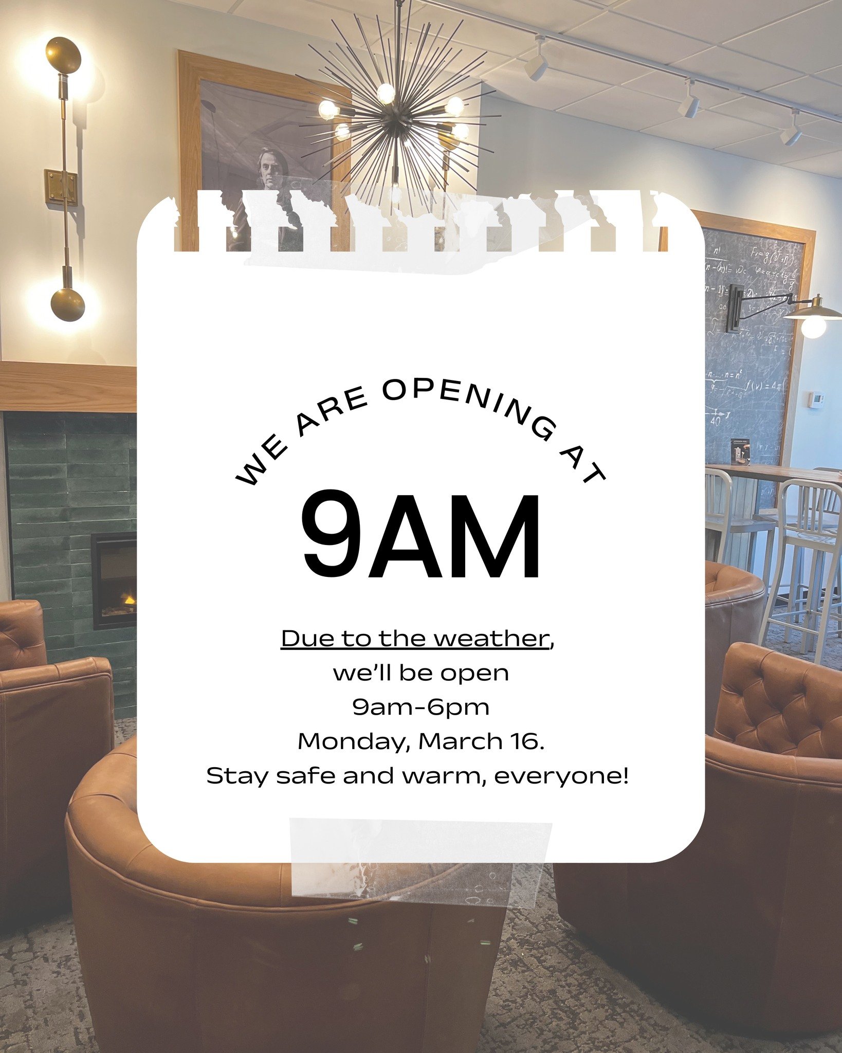 OPENING LATE at 9am -- Monday, March 16.

We've been watching the forecast closely and have chosen to open late rather than ask our early morning team to brave the tail end of the storm. We hope you're all safe and warm -- see you at 9am!
