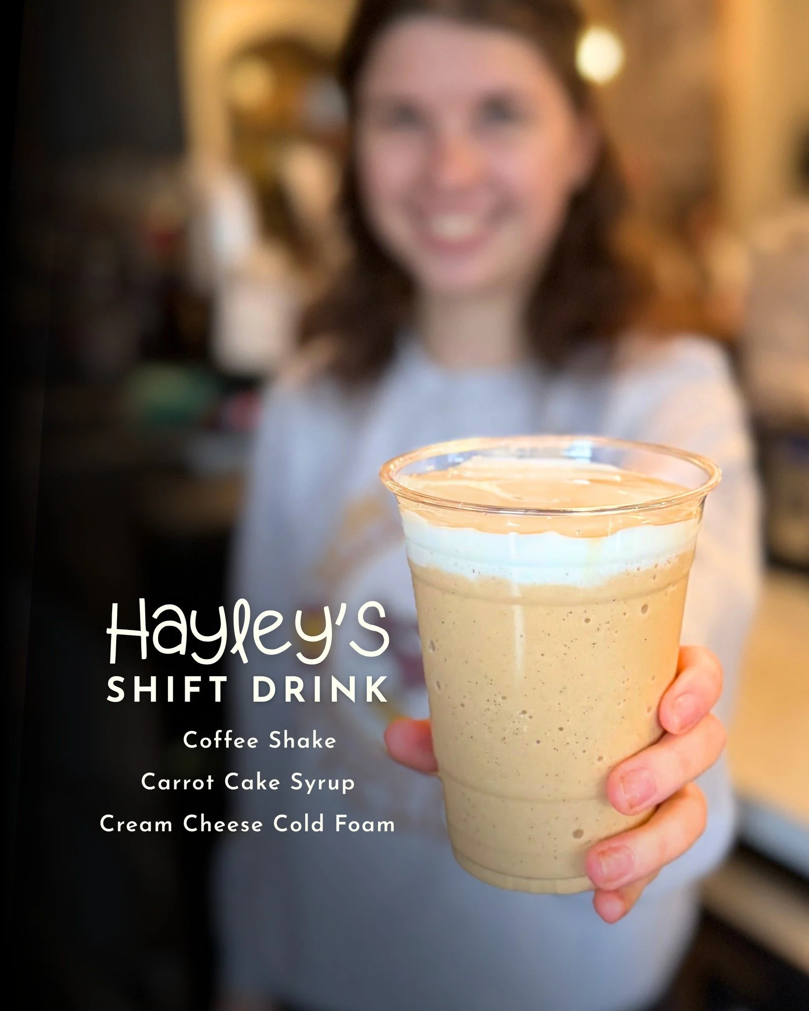 Hayley&rsquo;s shift drink 👀

She says it tastes like a graham central station shake from Whitey&rsquo;s, and honestly&hellip; we get it.

Coffee shake + carrot cake + cream cheese cold foam