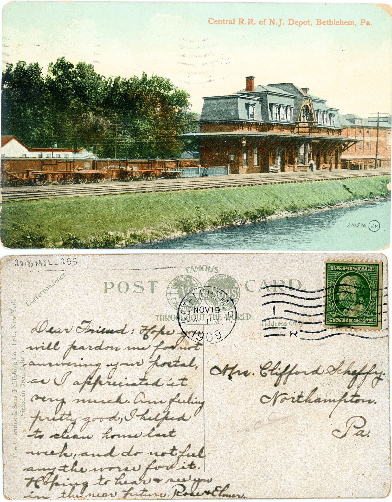 Postcard, 1909, courtesy of Bethlehem Area Public Library