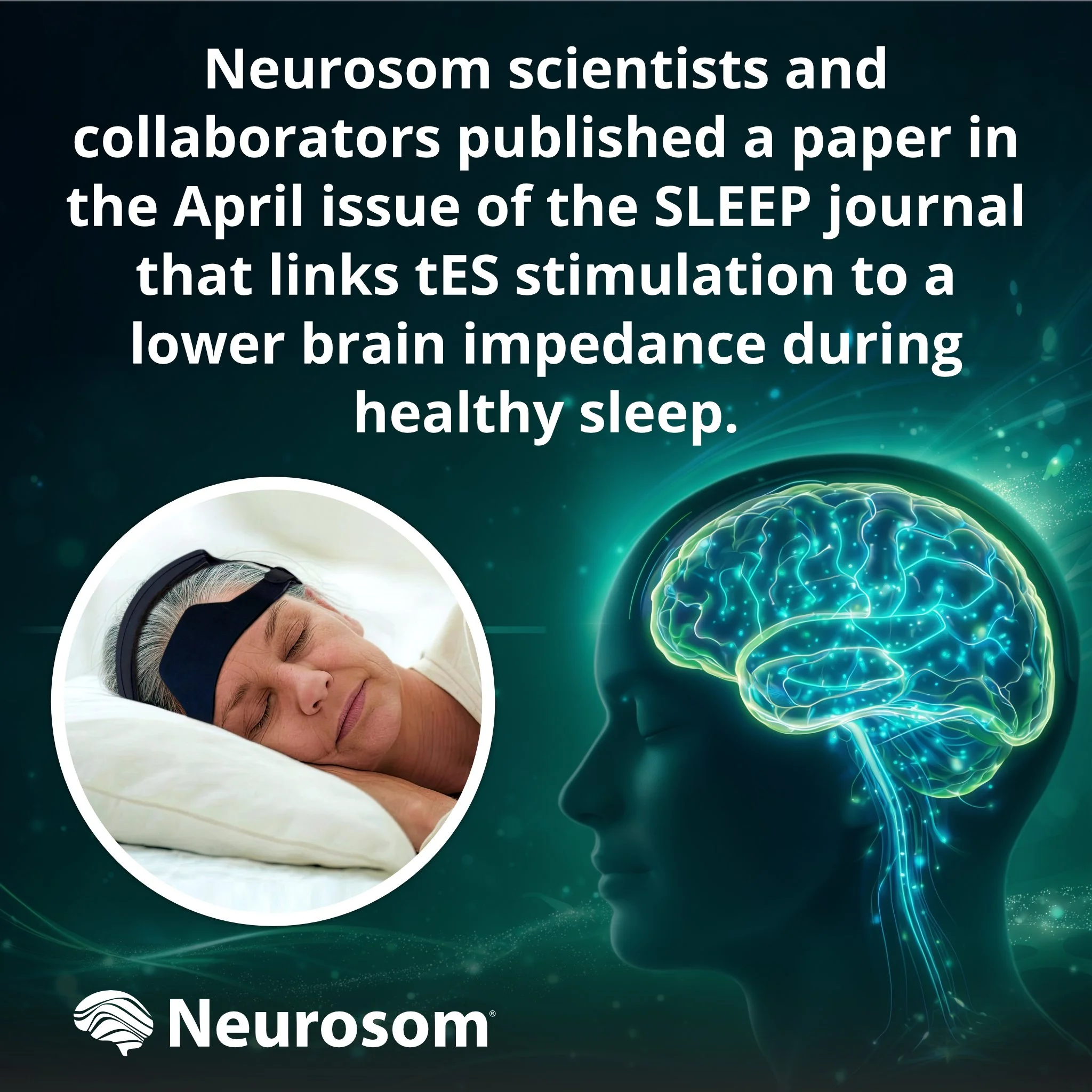 Neurosom scientists and collaborators published a paper in the April issue of the journal SLEEP that links tES stimulation to lower brain impedance during healthy sleep.