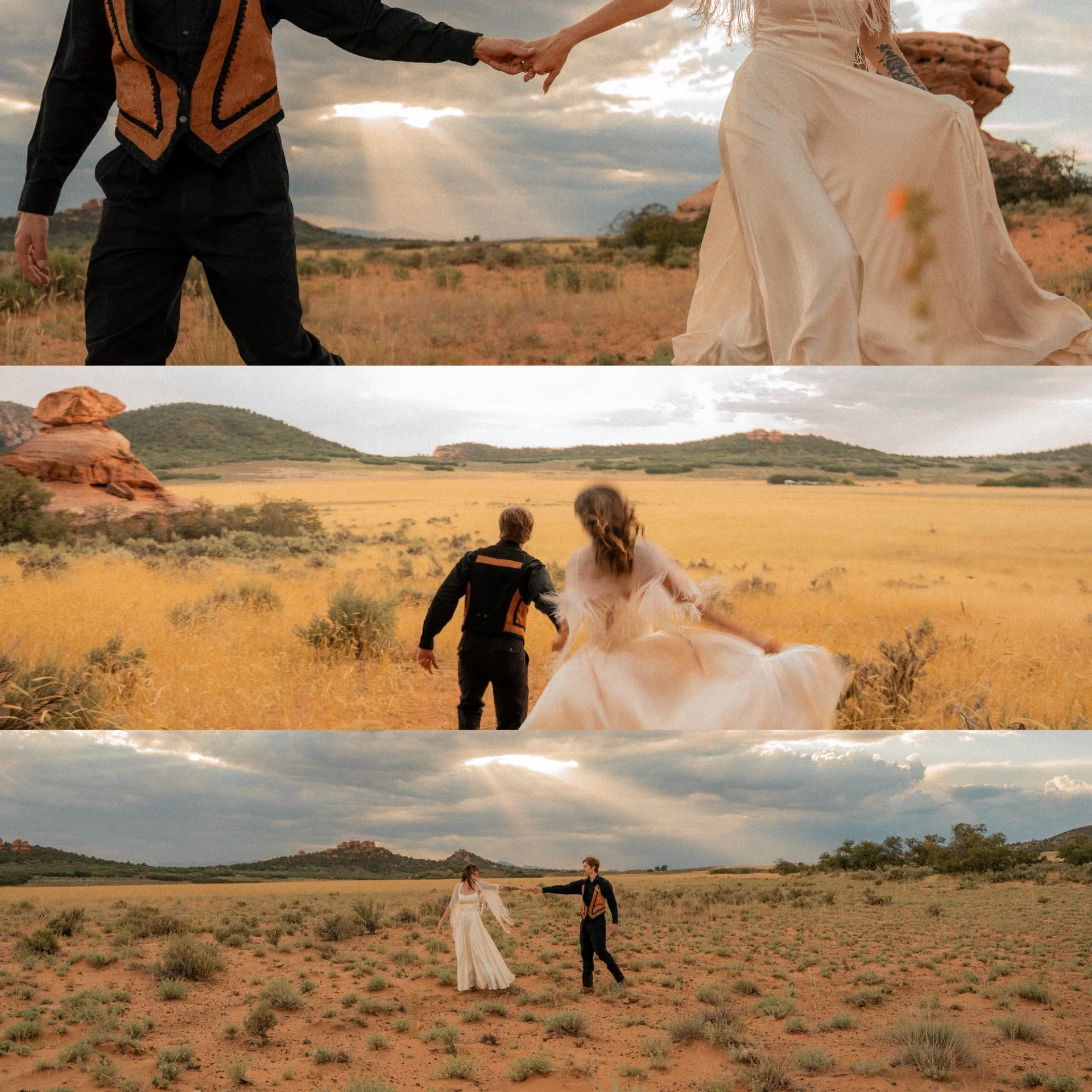 Cinematic Zion engagement session with motion blur and dramatic Southern Utah landscapes