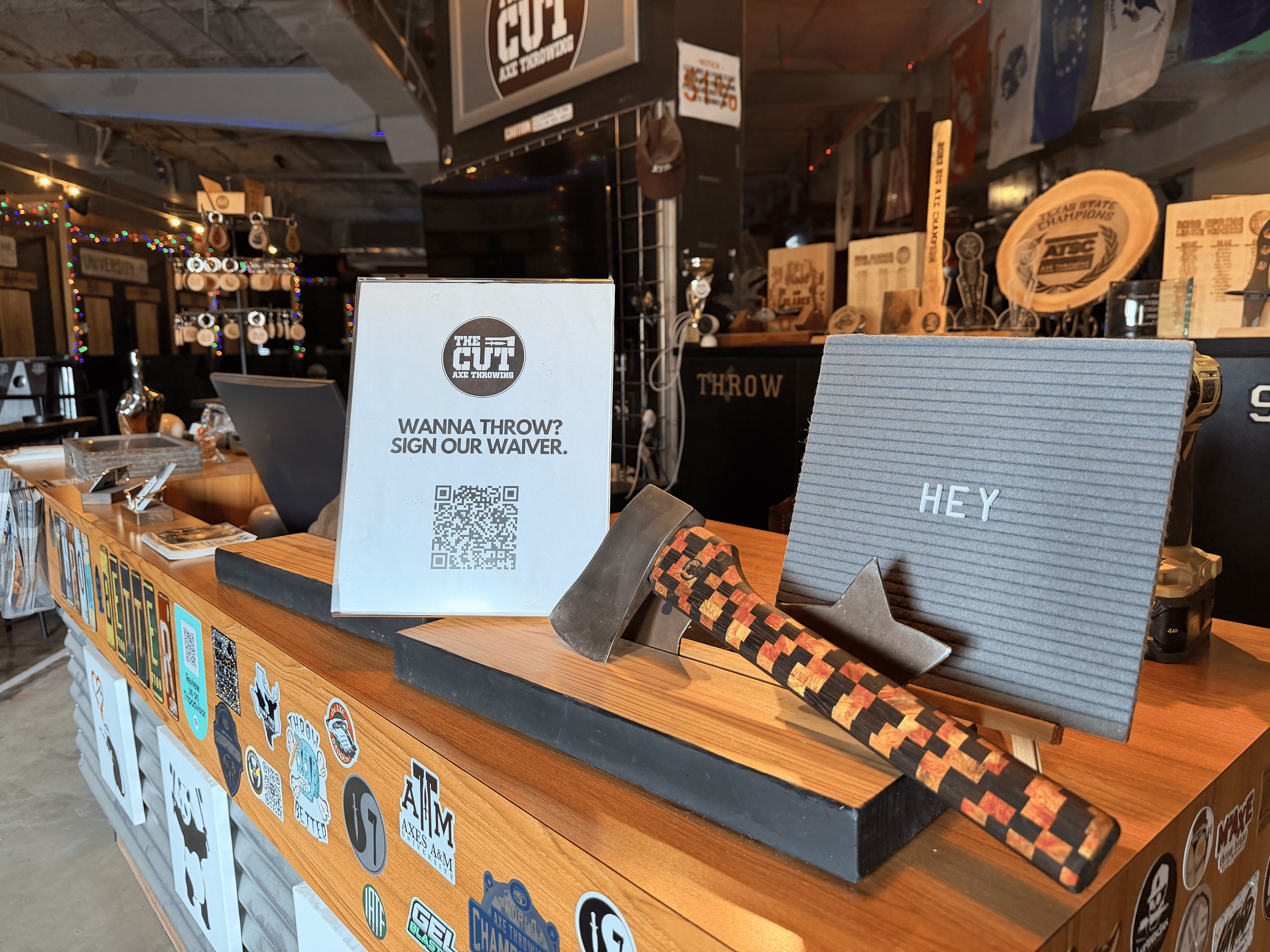 Checking in at The Cut is easy. Sign your waiver, make sure everyone is wearing closed-toed shoes. Axe Throwing & Parties in College Station.