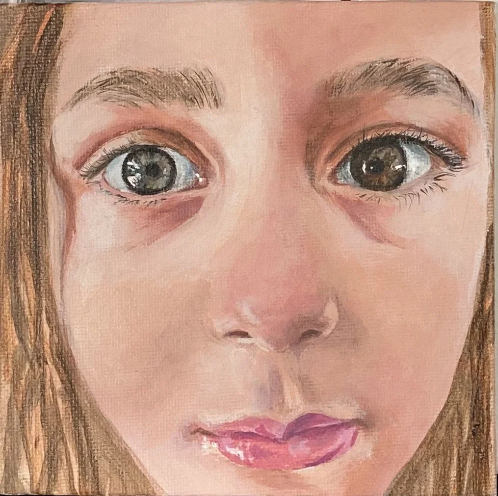 Nora: Blue and Hazel
Oil
6" X 6"
(2024)
$ 75 - SOLD
