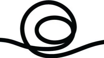 Simple black line drawing of a snail on a curved line background.