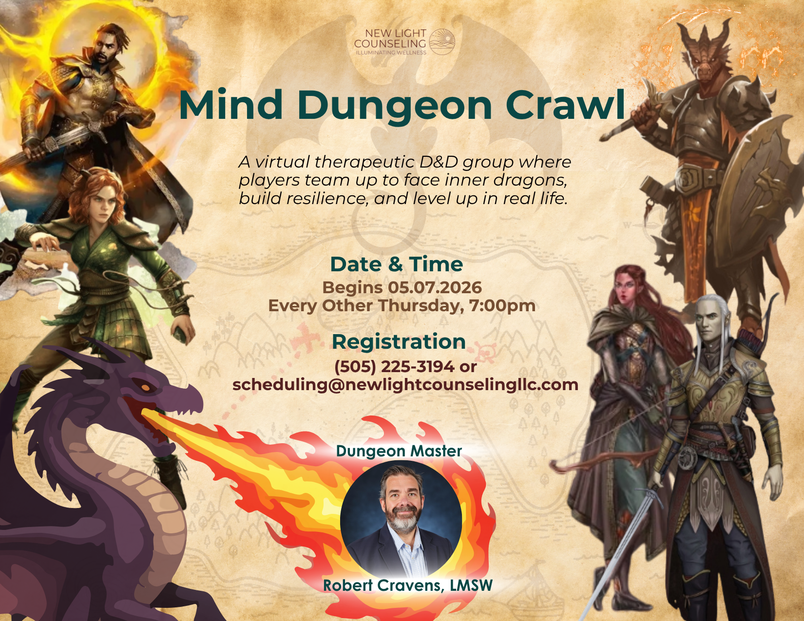 Dungeon Mind Crawl - D&D Virtual Therapuetic Group - Every Other Thursday 7pm