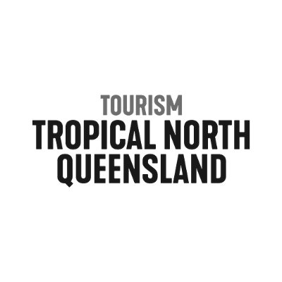 Text saying 'Tourism Tropical North Queensland' in black and gray on a white background.