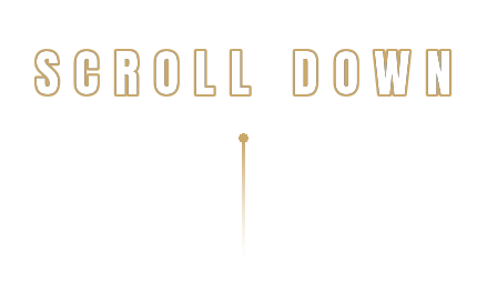 Stylized text that says "Scroll Down" with an arrow pointing downward.