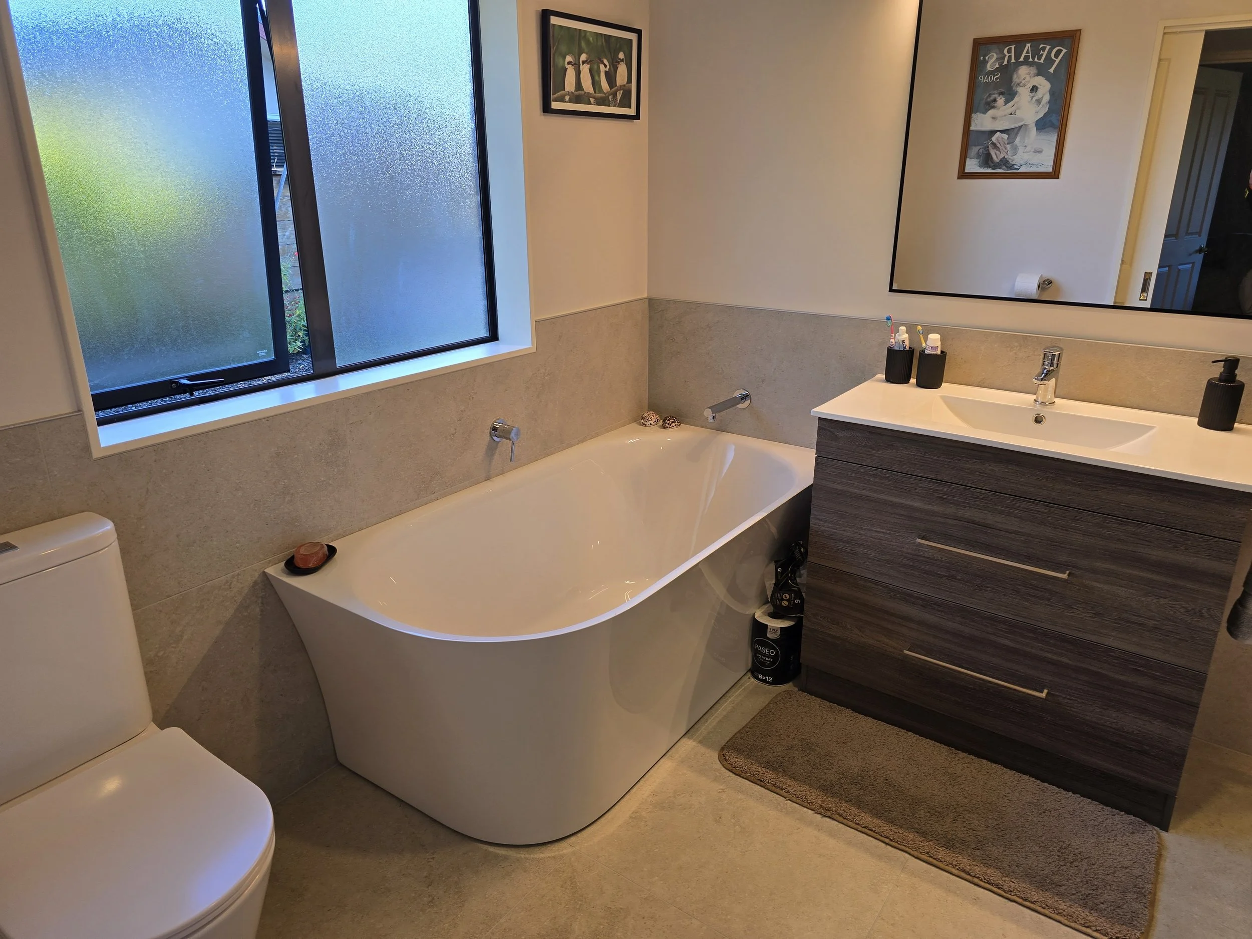 Bathroom updated for client gives a gorgeous end result
