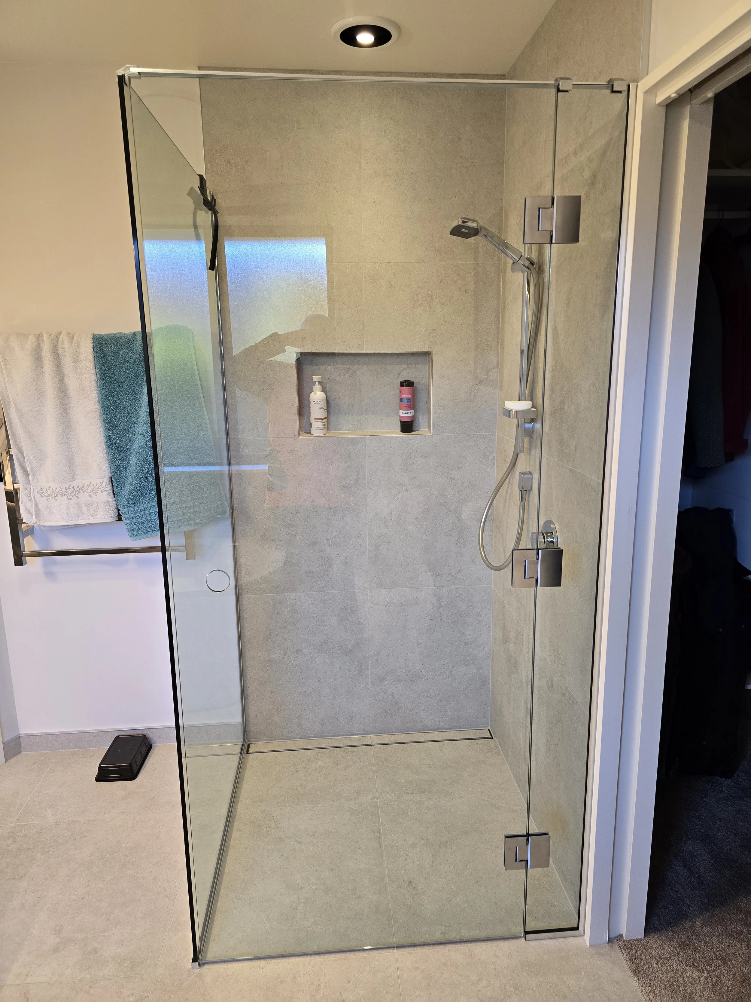 Bathroom updated for client with a beautiful walk in shower