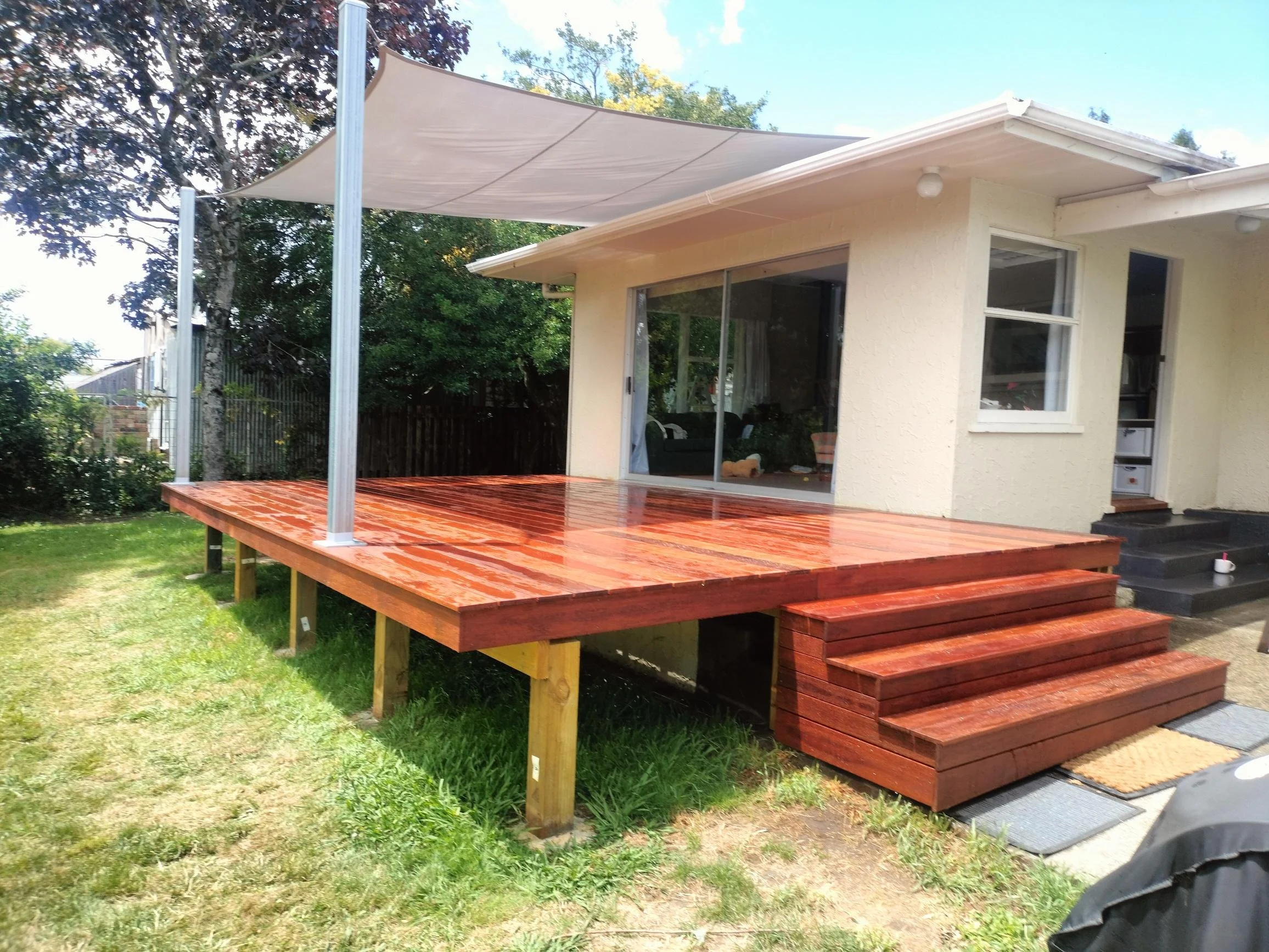Kwila Deck over concrete Patio with steps added.