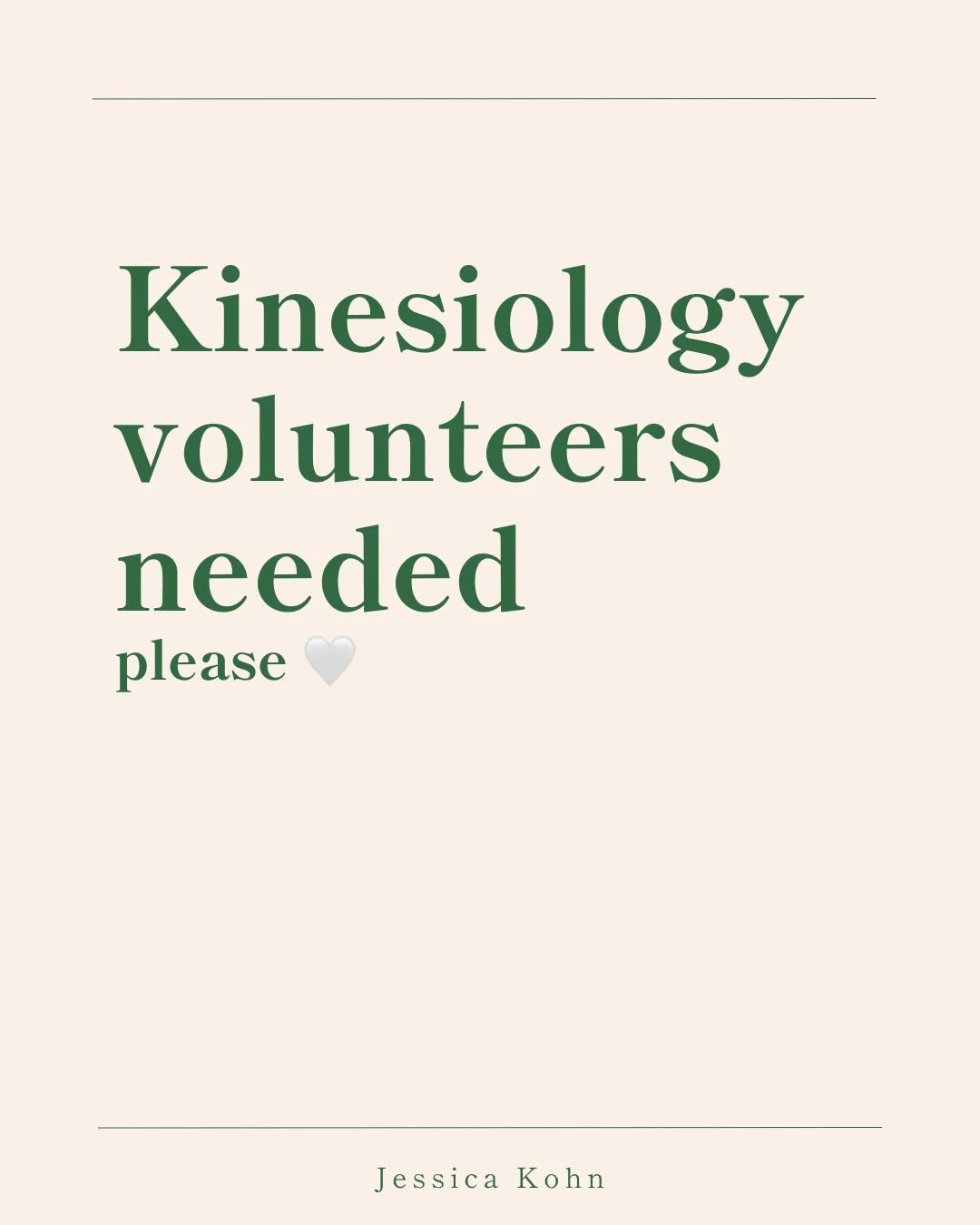 I&rsquo;m looking for more bookings for my kinesiology study sessions please 🙏
These sessions help me complete the practical component for my next level of kinesiology study - the PKP Diploma of Energy Psychology.

These sessions are FREE and run fo