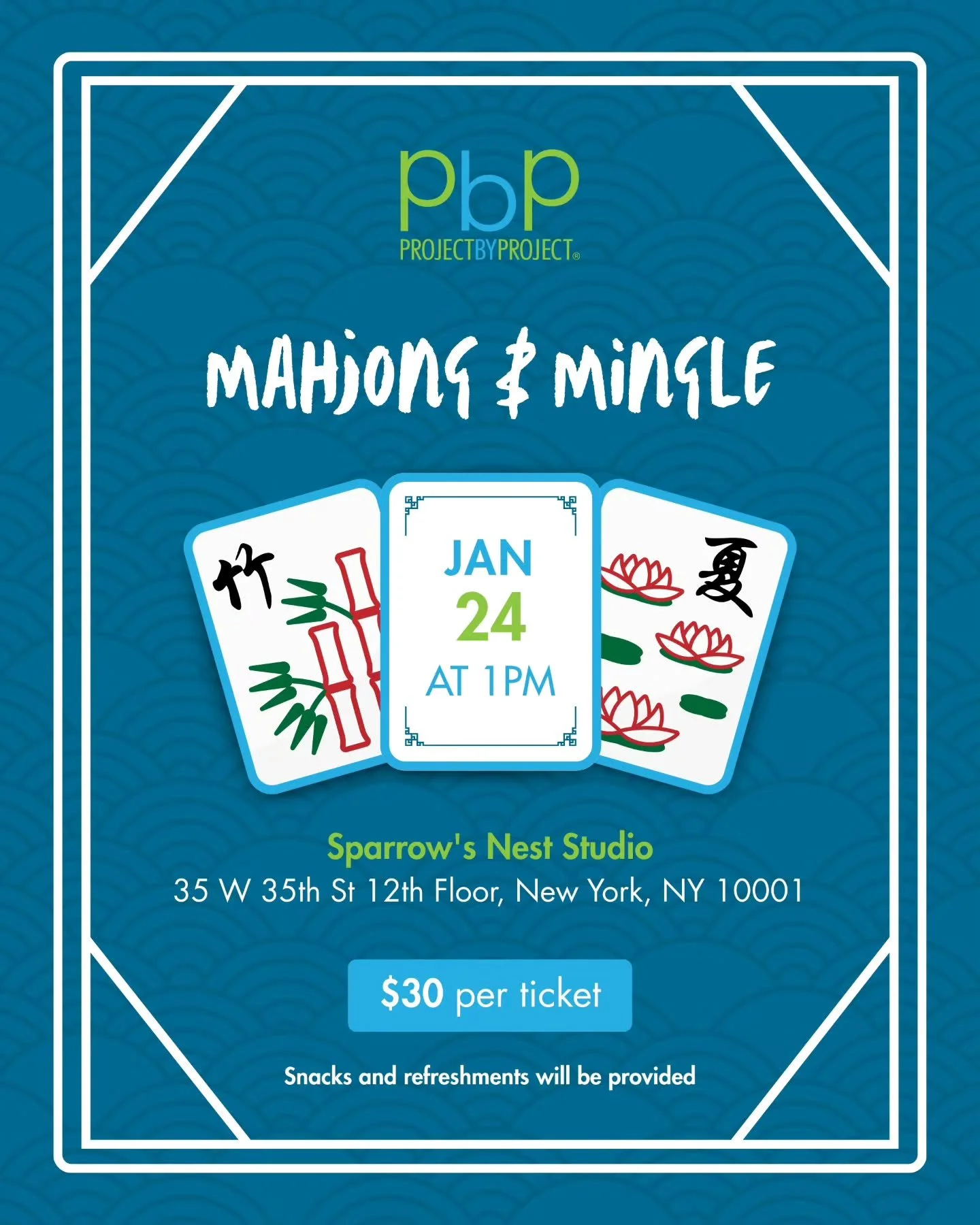 Ready to pong, chow, and build a winning hand? 🀄

Join us at our Mahjong &amp; Mingle on January 24, at 1pm EST, for a fun, relaxed afternoon of tile play, good laughs, and connection. Whether you&rsquo;re a seasoned player, learning as you go, show