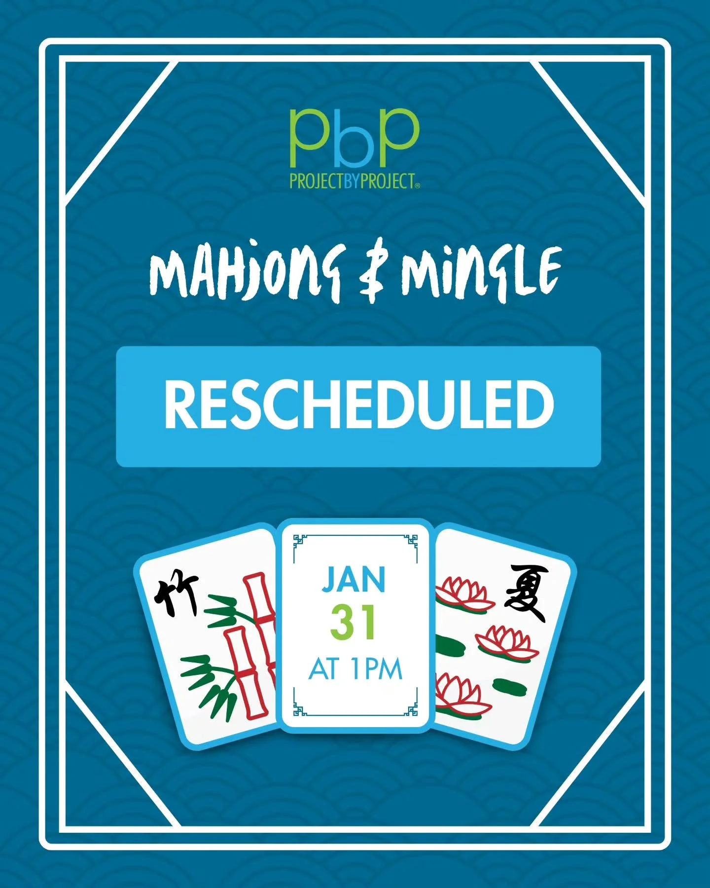 🚨 Due to inclement weather this weekend, Mahjong &amp; Mingle has been rescheduled to Saturday, January 31.

If you&rsquo;ve already purchased a ticket and are no longer able to attend on the new date, please reach out to us and we&rsquo;ll be happy