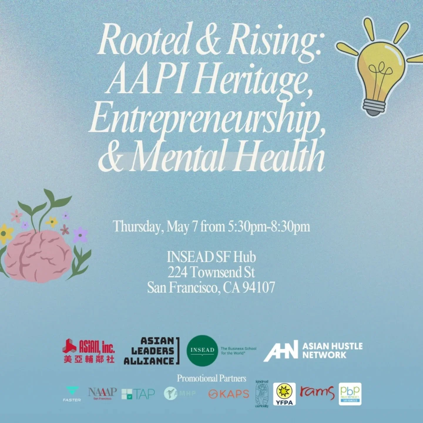 We&rsquo;re proud to be a Promotional Partner for Rooted &amp; Rising, a celebration of AAPI identity, entrepreneurship, and mental health 🙌

🗓️ Thursday, May 7 at 5:30pm | 📍 INSEAD SF Hub @ 224 Townsend St, SF
 ✨ An inspiring evening of storytell