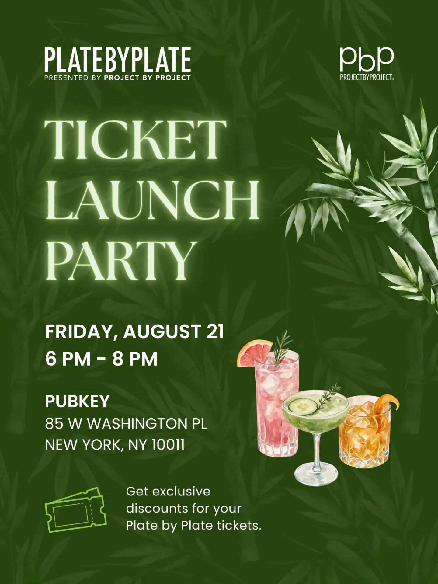 The countdown begins! 🎉

We are kicking off this year&rsquo;s Plate by Plate NYC with our Ticket Launch Party! Join us for an evening filled with great community, food, and celebration. Be the first to get a glimpse of our vendors and get early acce