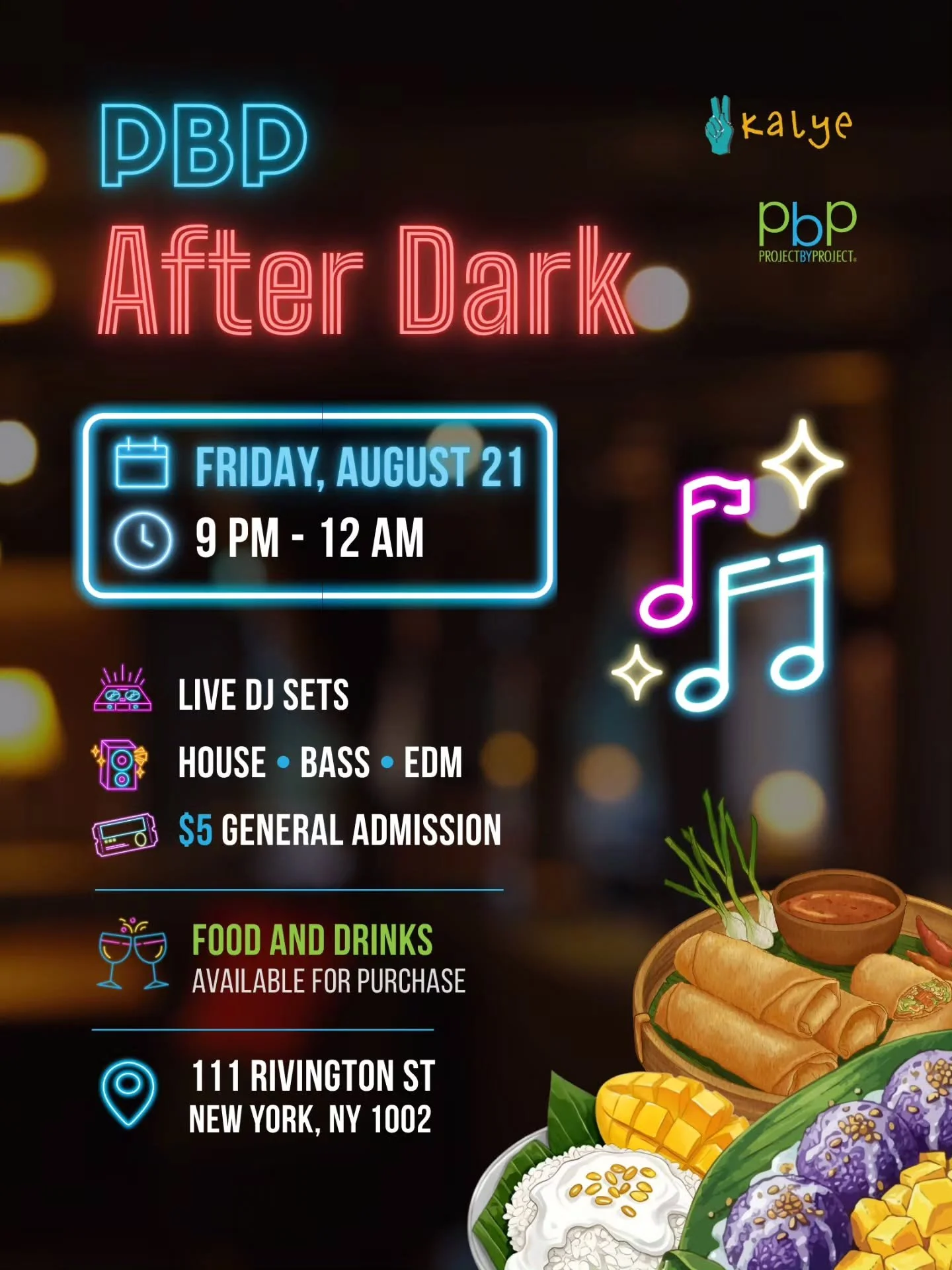 The night is calling. Join us at PbP After Dark for an unforgettable night of music, dancing, and good vibes at @kalye.nyc.

From high-energy EDM beats to dance-floor favorites, our lineup of DJs will keep the party going all night long. Whether you'