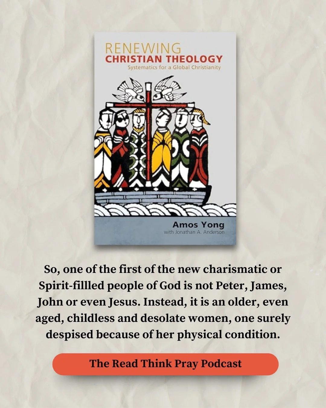 Another quote from this week's episode. It's incredible to think about who kicked off the Gospel story!

https://podcasts.apple.com/ca/podcast/luke-1-39-45-with-renewing-christian-theology-by-amos-yong/id1788144438?i=1000712069348

#read #think #pray