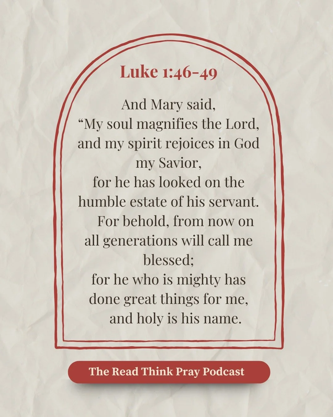 Monday means a new episode! This week, we continue through Luke, covering verses 46-56. This portion of text is often called The Magnificat, or the Song of Mary. 

https://podcasts.apple.com/ca/podcast/luke-1-46-56/id1788144438?i=1000713073021

I als
