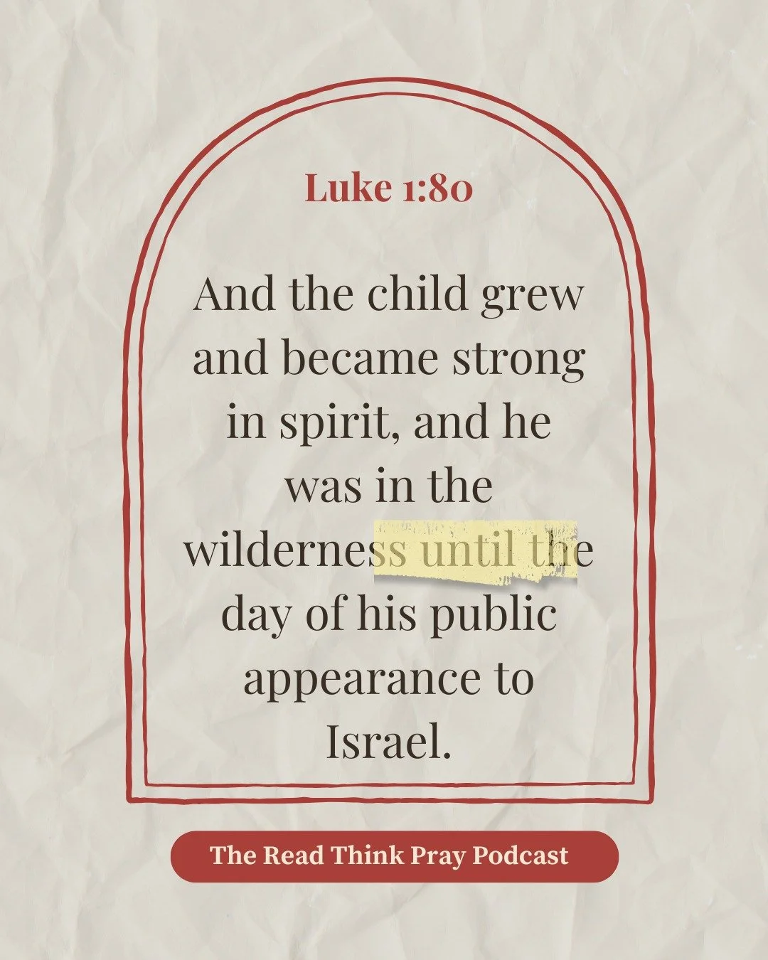New episode! We wrap up Luke chapter 1 with verse 80, reflecting on the idea that God&rsquo;s people are a waiting people.

So...how's your waiting going?

https://podcasts.apple.com/us/podcast/luke-1-80-gods-people-are-a-waiting-people/id1788144438?
