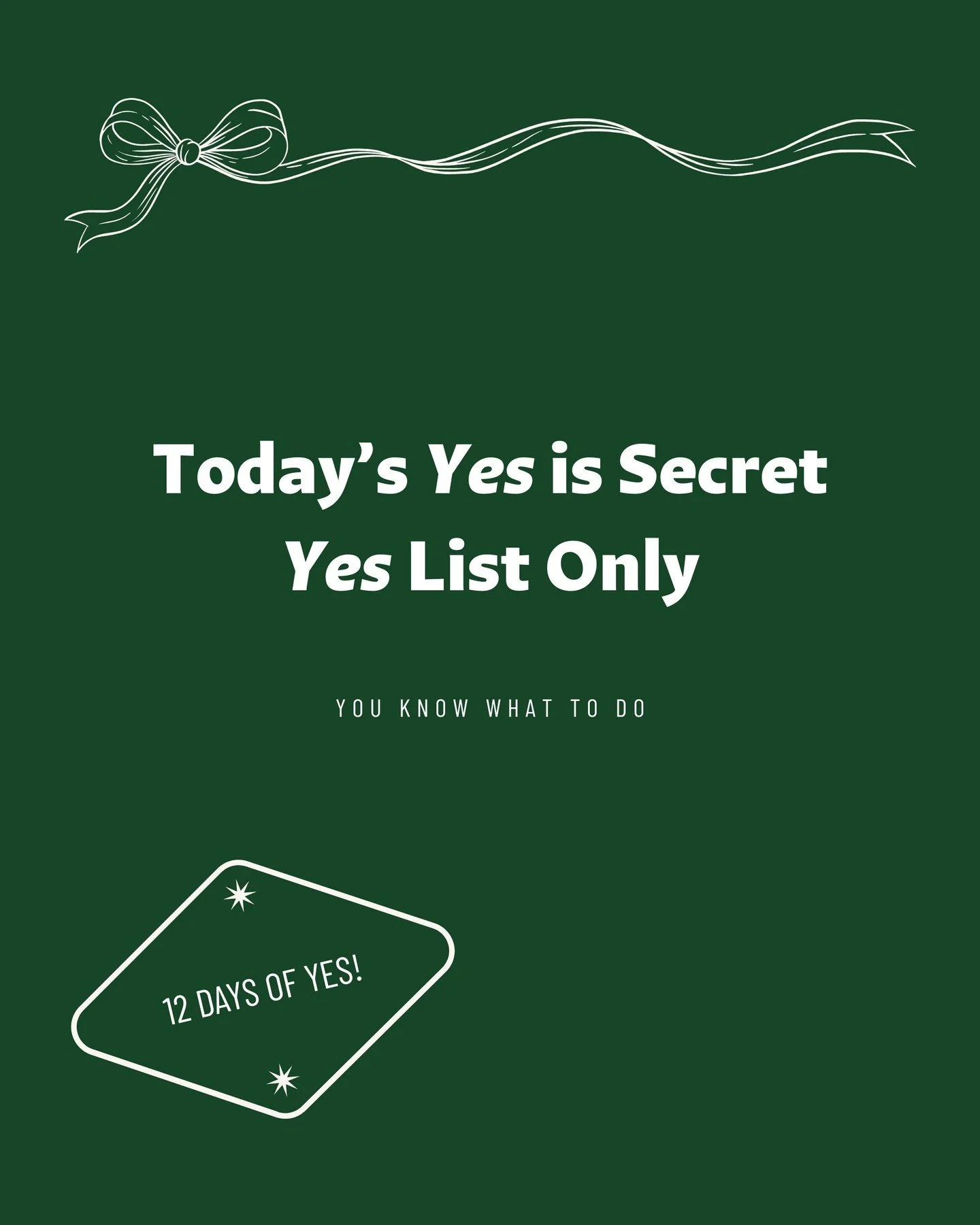 Day 2 brings an 𝑬𝑿𝑻𝑹𝑨 𝑩𝑰𝑮 𝒀𝑬𝑺 your way,
A secret surprise wrapped for today.
Click the link in bio, 𝒋𝒐𝒊𝒏 𝒕𝒉𝒆 𝒀𝒆𝒔 𝑳𝒊𝒔𝒕
and add this gift to your wishlist. 💫
ㅤ
And don&rsquo;t forget, a Yes arrives each day,
A gift, a perk, a 