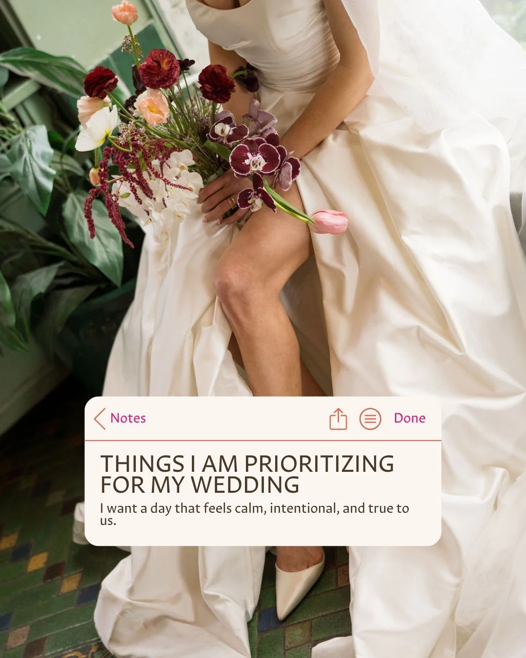 The secret to planning without spiraling?
Prioritize the things that make your day feel like you, not the things the internet says you &ldquo;should&rdquo; care about.
Here&rsquo;s your permission slip to keep it simple, meaningful, and fun.
ㅤ
#Weddi