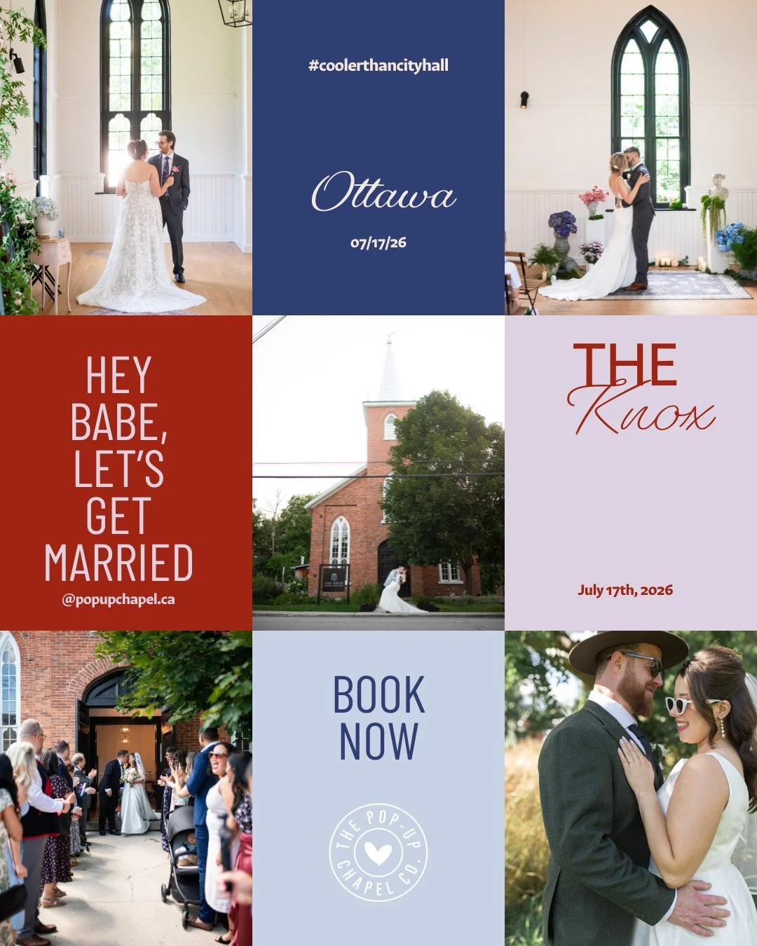 Your date
Your venue
Everything included
Booking now for July 17th  at @theknoxvenue
ㅤ
#CoolerThanCityHall
#PopUpChapel
#EngagedCanada
#OntarioWeddings
#OttawaWeddings
#MicroWedding
#ElopementInspo
#WeddingPlanningMadeEasy