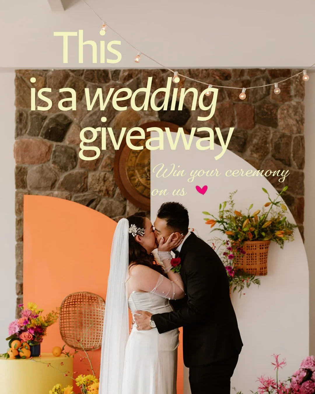 this is a wedding giveaway 👀
ㅤ
june 5 at waupoos estates winery
or june 19 at the henley room
ㅤ
one couple wins the mini experience on us
ceremony, setup, photography, and cake included
ㅤ
and every entry unlocks perks
ㅤ
free cake with a mini
or cake