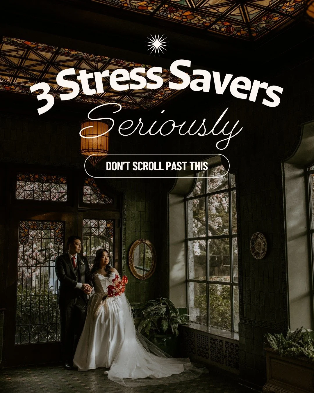 Wedding planning stress usually isn&rsquo;t one big issue.
ㅤ
It&rsquo;s dozens of little decisions piling up all at once.
ㅤ
These 3 stress savers can make the whole process feel lighter, clearer, and a lot more enjoyable.
ㅤ
Save this for later, you m