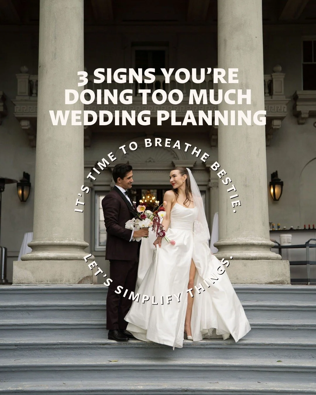 If wedding planning has started to feel heavier than exciting&hellip; you might be doing too much.
ㅤ
Sometimes the stress isn&rsquo;t the wedding.
It&rsquo;s trying to carry every option, opinion, and expectation at once.
ㅤ
These 3 signs are more com