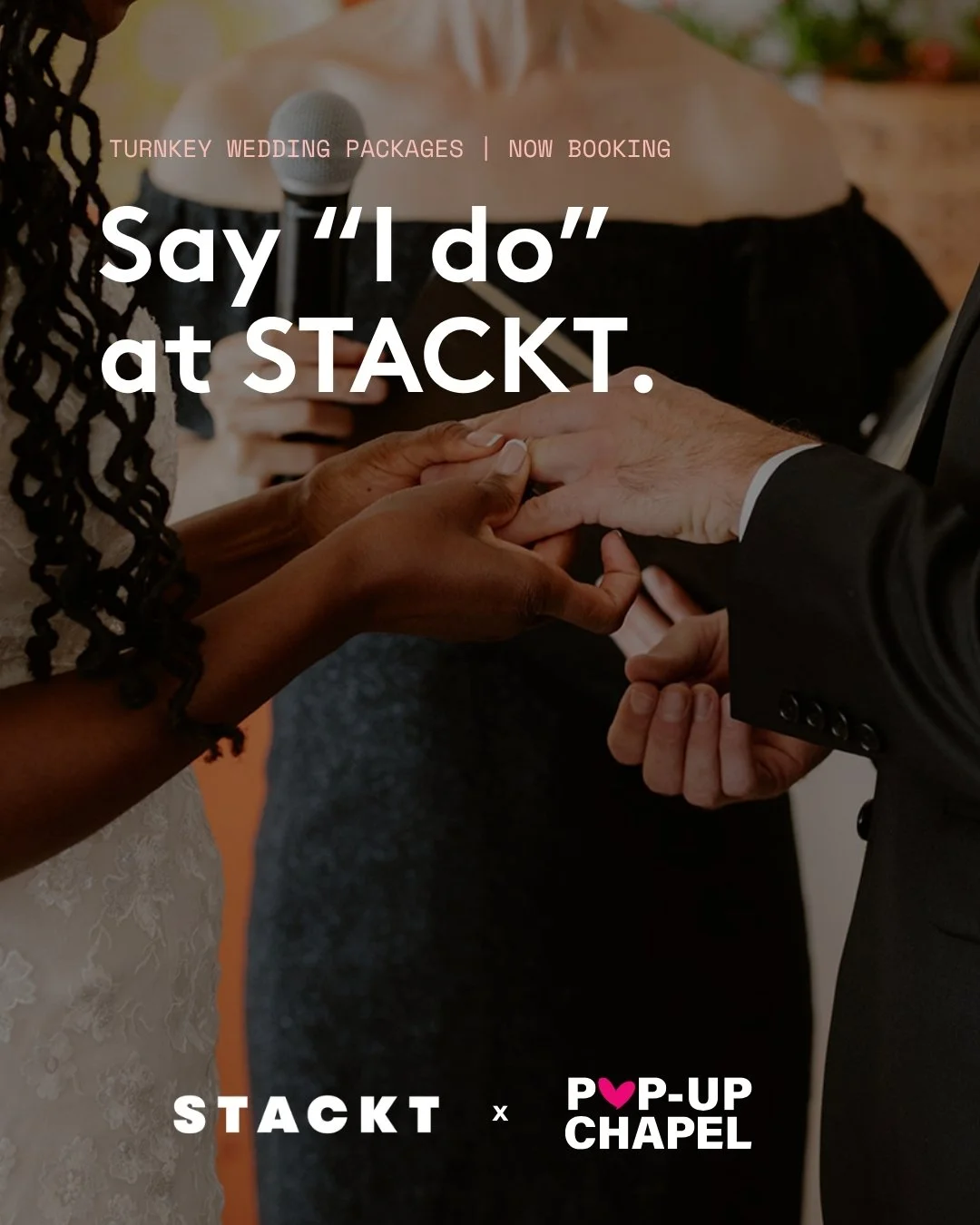 We partnered with Stackt Market to bring you something we have genuinely never seen done quite like this in Toronto.
A turnkey wedding set against the CN Tower, in one of the most alive venues in the city. Ceremony, cocktail hour, reception, DJ, flor