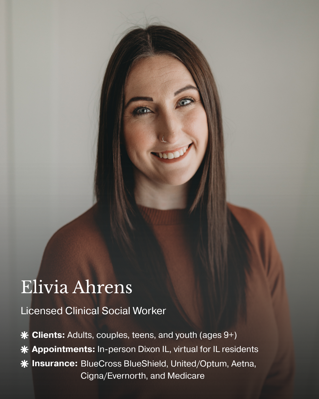 Smiling Photo of Elivia Ahrens, LCSW
