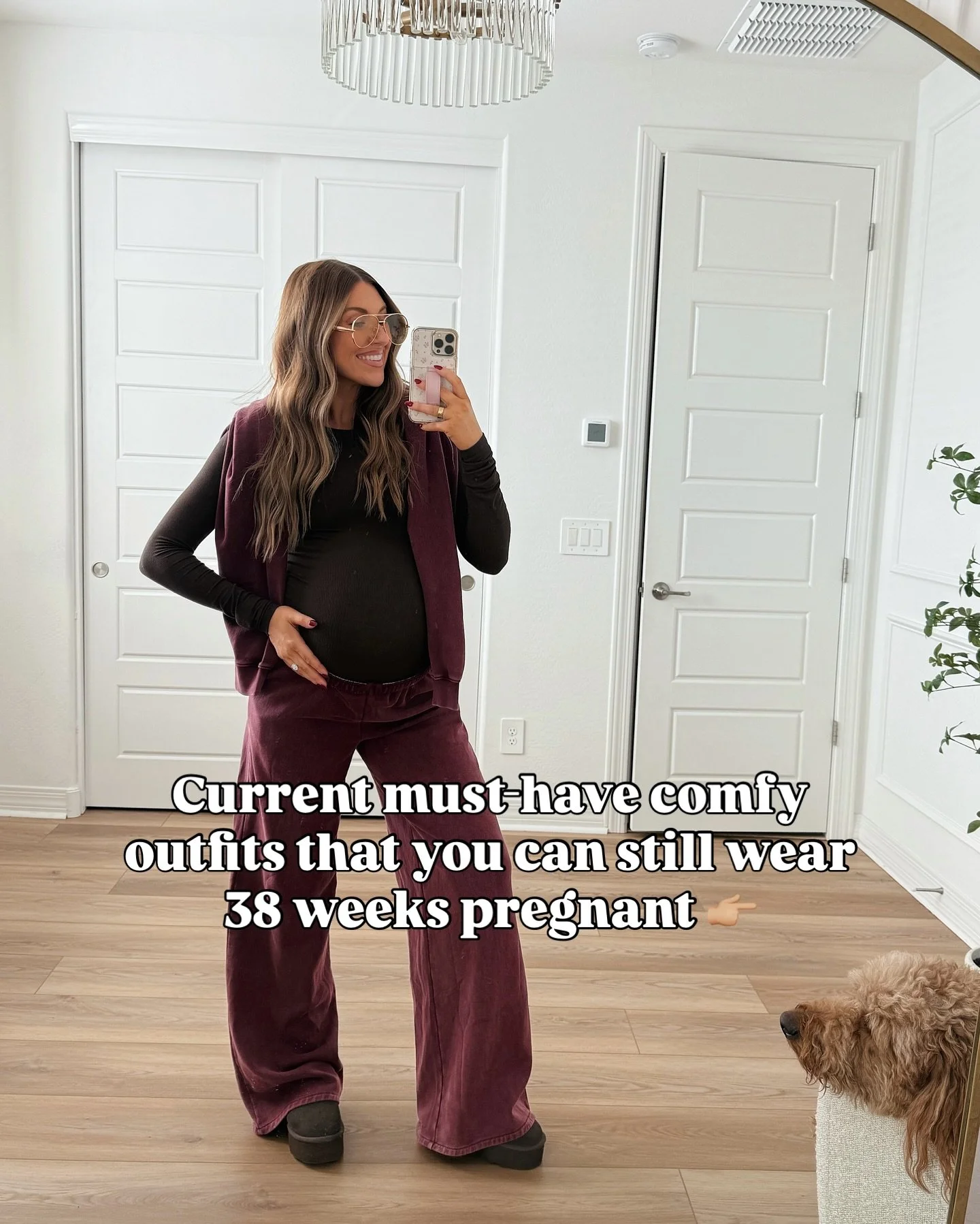 My must-have comfy outfits at 38 weeks pregnant 🤗👉🏼 Comment SHOP below &amp; I&rsquo;ll send the full roundup of outfits! 

https://liketk.it/5tKX3